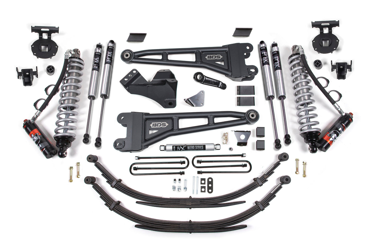 6 Inch Lift Kit w/ Radius Arm FOX 2.5 Performance Elite Coil-Over Conversion Ford F250/F350 Super Duty 05-07 4WD Diesel 6 Inch Leaf Springs