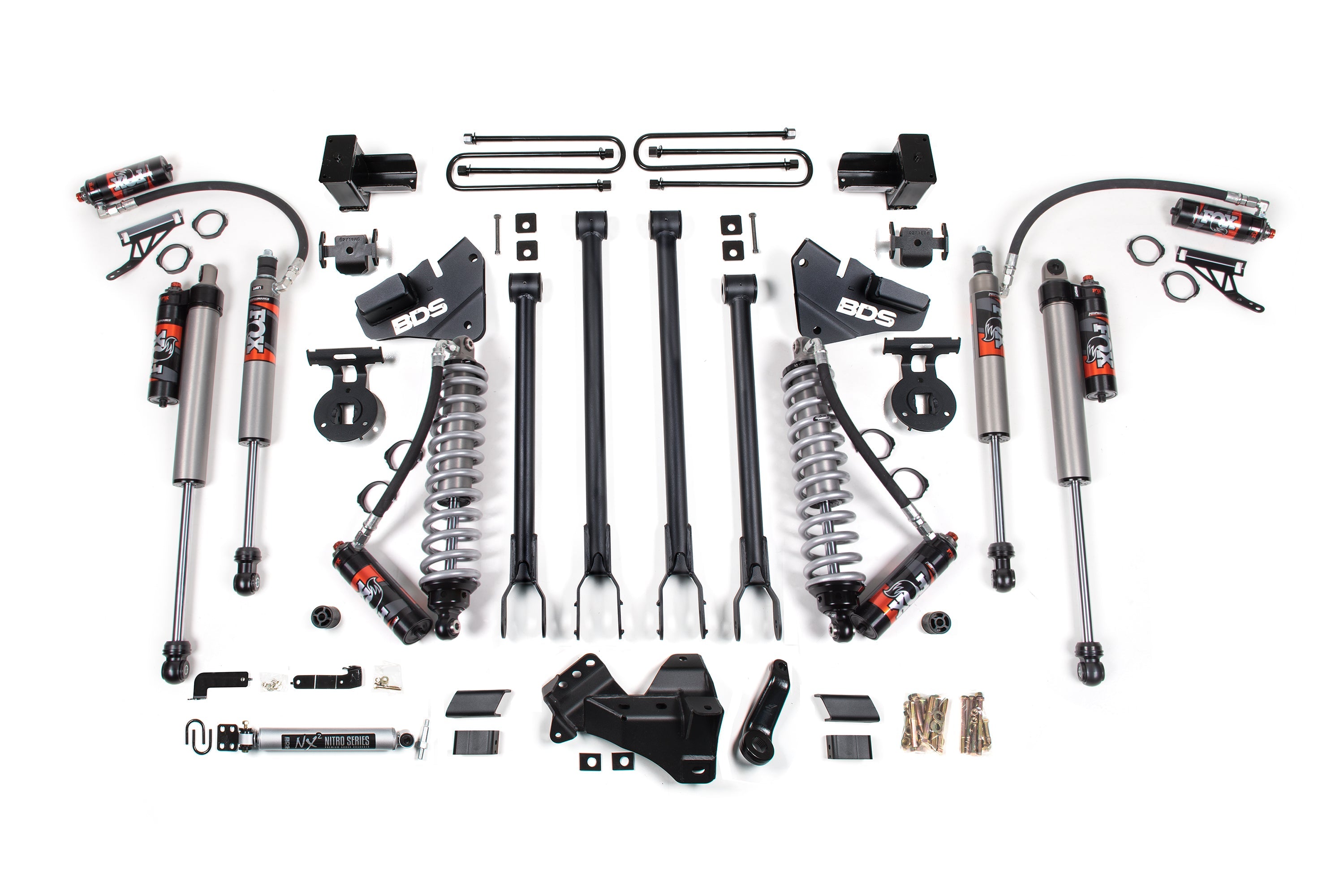20-22 Ford F-350 Dually 4WD 4 Inch 4-Link Suspension Lift Kit, 2 Inch Rear, Block, Diesel - Fox 2.5 Performance Elite Series C/O Front, Fox 2.5 Performance Elite Series Aux Front, Fox 2.5 Performance Elite Series Rear BDS Suspension