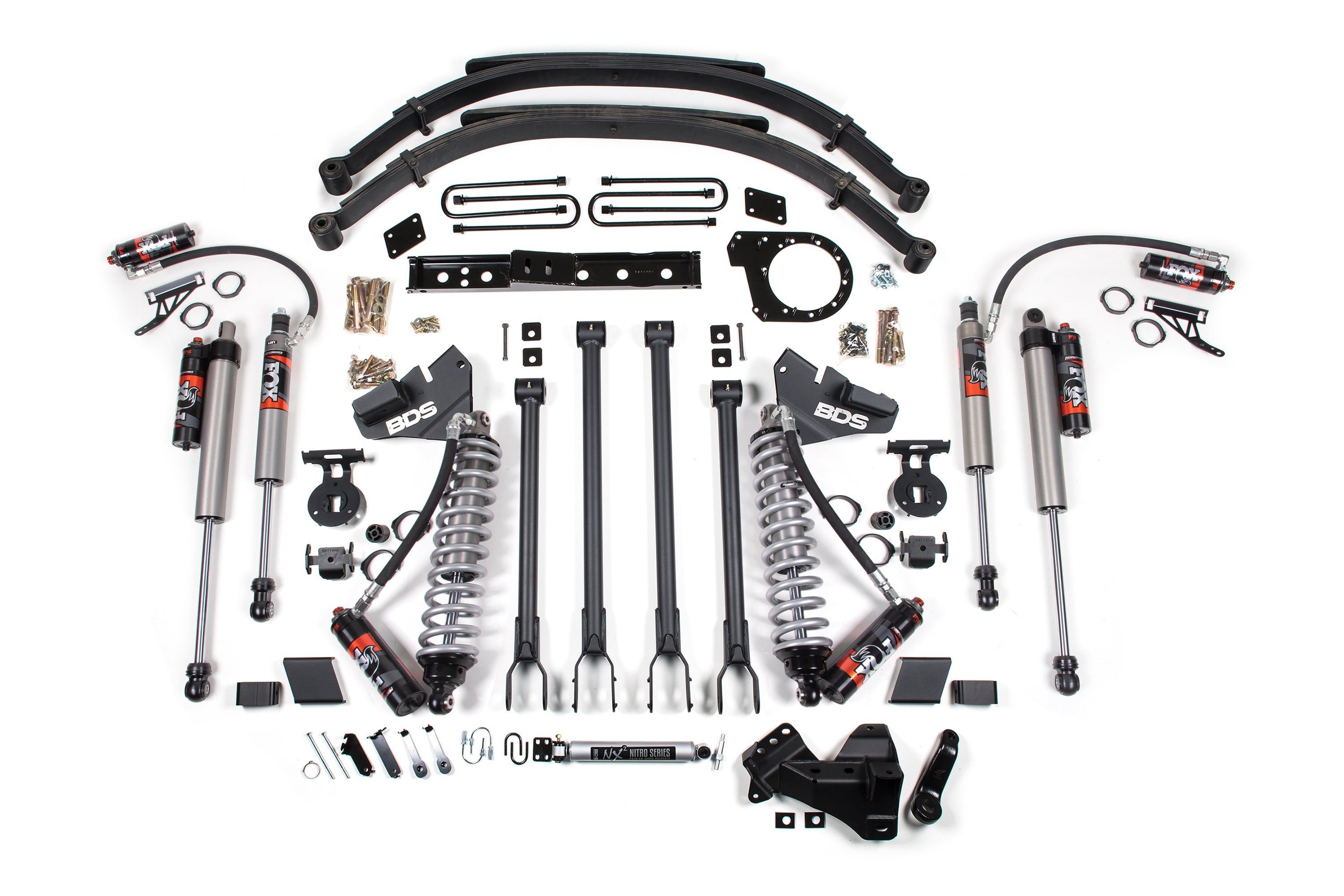 7 Inch Lift Kit w/ 4-Link FOX 2.5 Performance Elite Coil-Over Conversion Ford F250/F350 Super Duty 20-22 4WD Diesel BDS Suspension