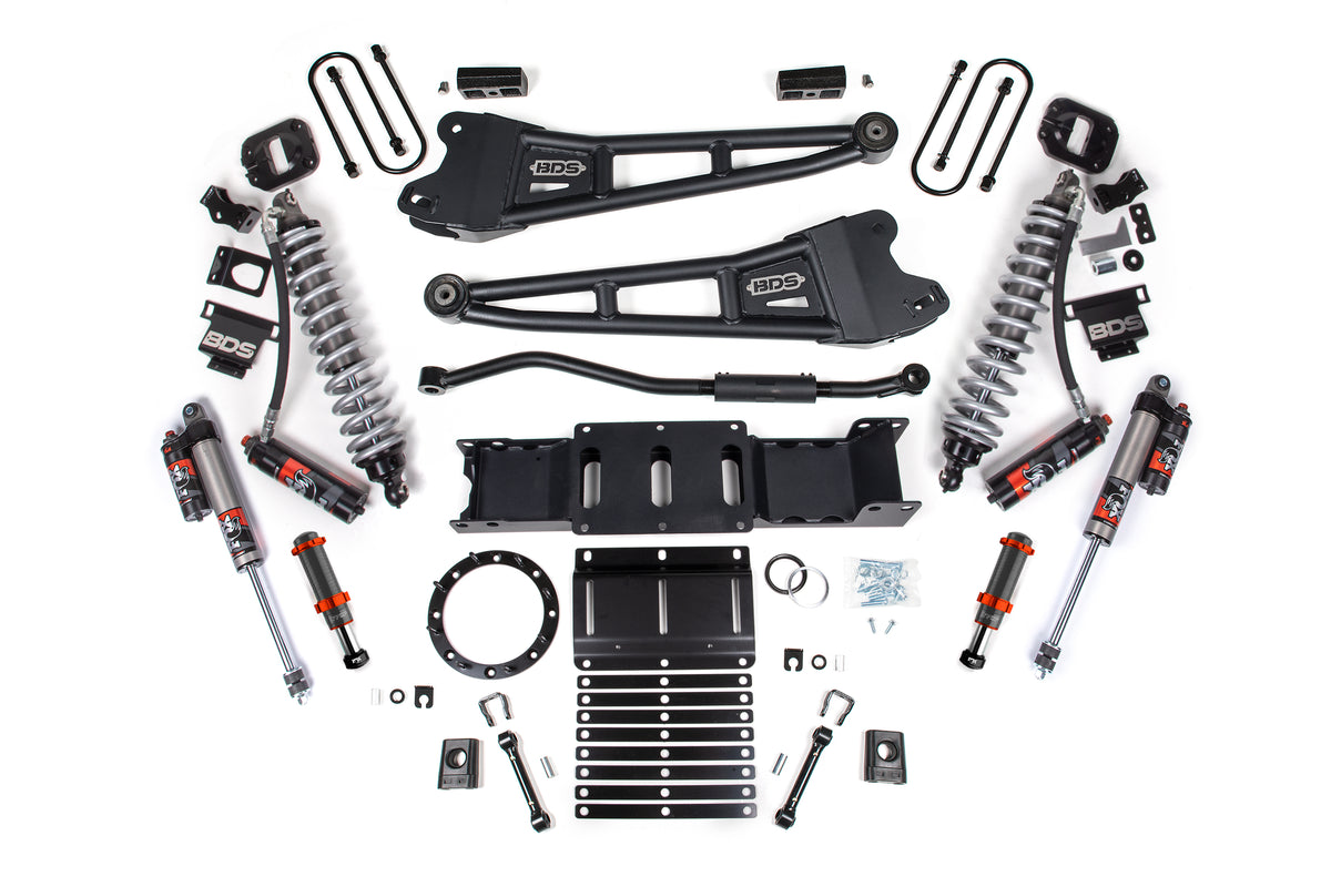 19-25 Ram 3500 4WD 3 Inch Radius Arm Suspension Lift Kit, 2 Inch Rear, Block w/o Overload, 8 Bolt Diesel - Fox 2.5 Performance Elite Series C/O Front, FOX 2.0 Front Bump, Fox 2.5 Performance Elite Series Rear BDS Suspension