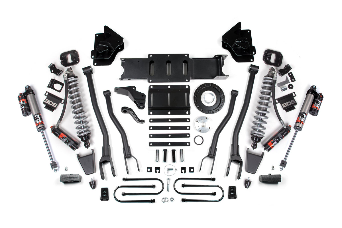 13-18 Ram 3500 4WD 4 Inch 4-Link Suspension Lift Kit, 2 Inch Rear, Block, 8 Bolt Diesel - Fox 2.5 Performance Elite Series C/O Front, Fox 2.5 Performance Elite Series Rear BDS Suspension