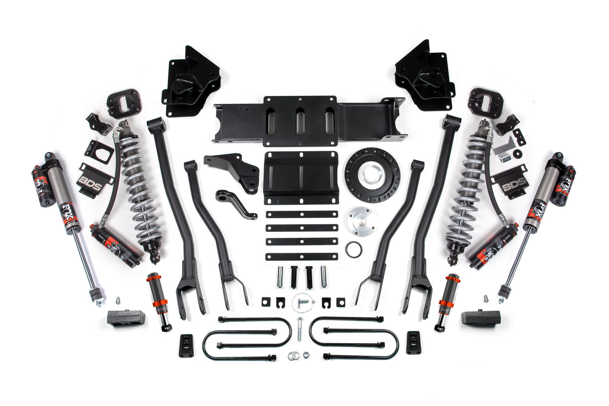 13-18 Ram 3500 4WD 4 Inch 4-Link Suspension Lift Kit, 2 Inch Rear, Block, 8 Bolt Diesel - Fox 2.5 Performance Elite Series C/O Front, FOX 2.0 Front Bump, Fox 2.5 Performance Elite Series Rear BDS Suspension