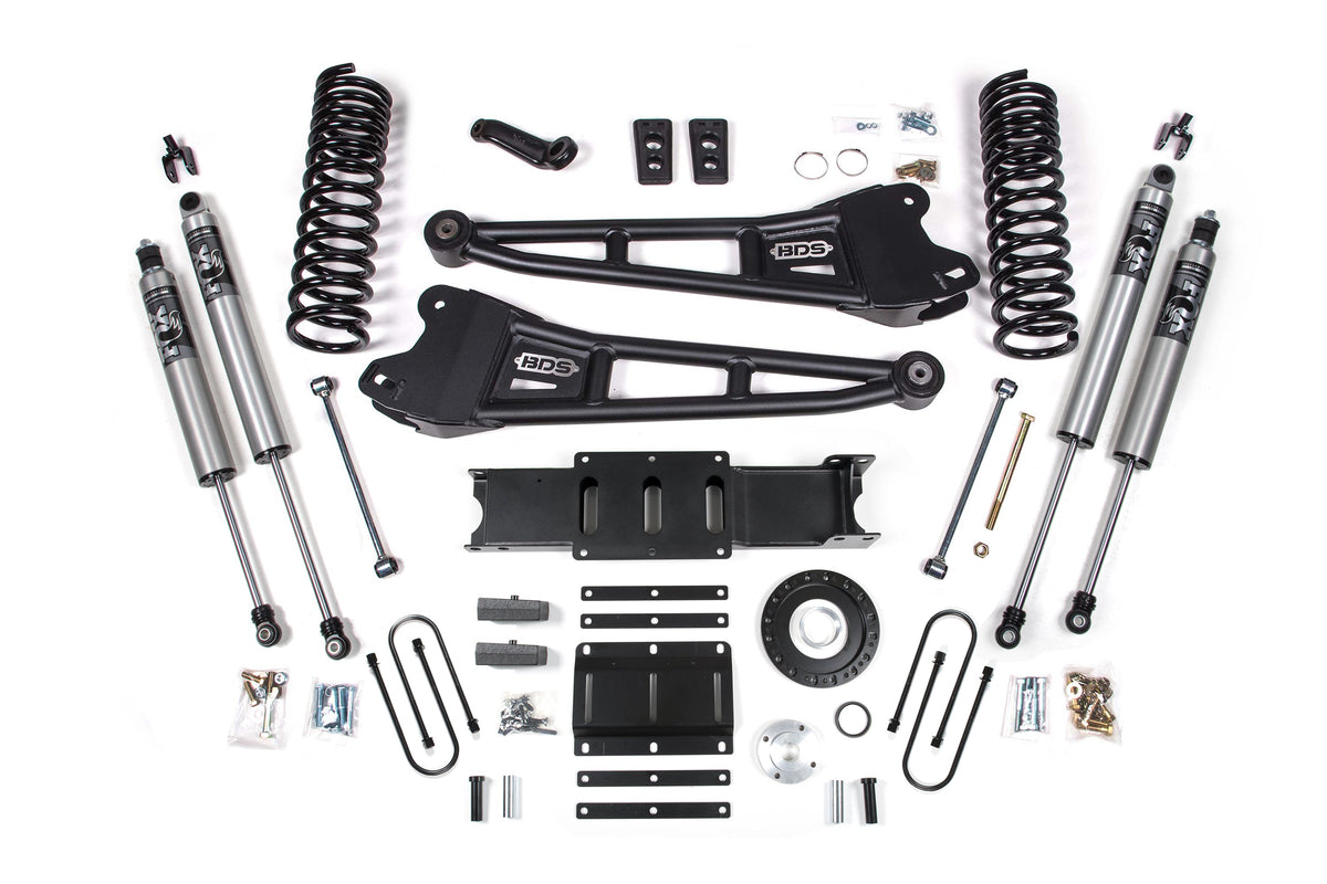 13-18 Ram 3500 4WD (Diesel) 6 Inch Radius Arm Suspension Lift Kit, 8-Bolt Indexing Ring, 5 Inch Rear Lift, Block - NX2 Nitro Series Shocks BDS Suspension