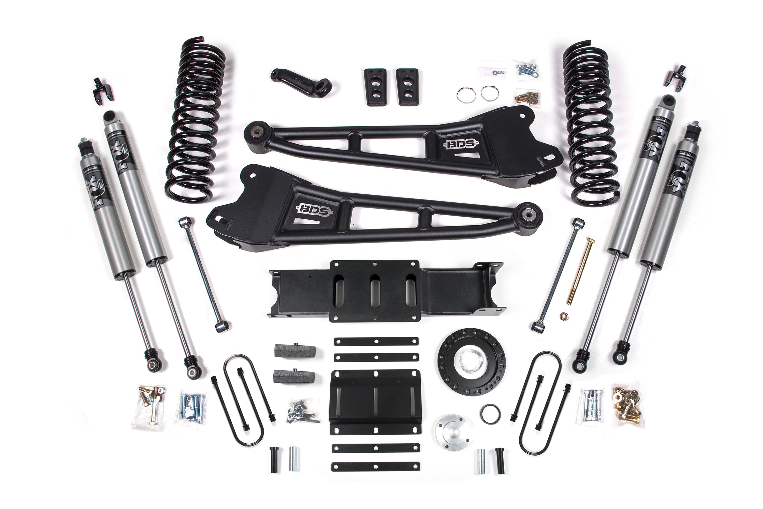 13-18 Ram 3500 4WD (Diesel) 6 Inch Radius Arm Suspension Lift Kit, 8-Bolt Indexing Ring, 5 Inch Rear Lift, Block - NX2 Nitro Series Shocks BDS Suspension