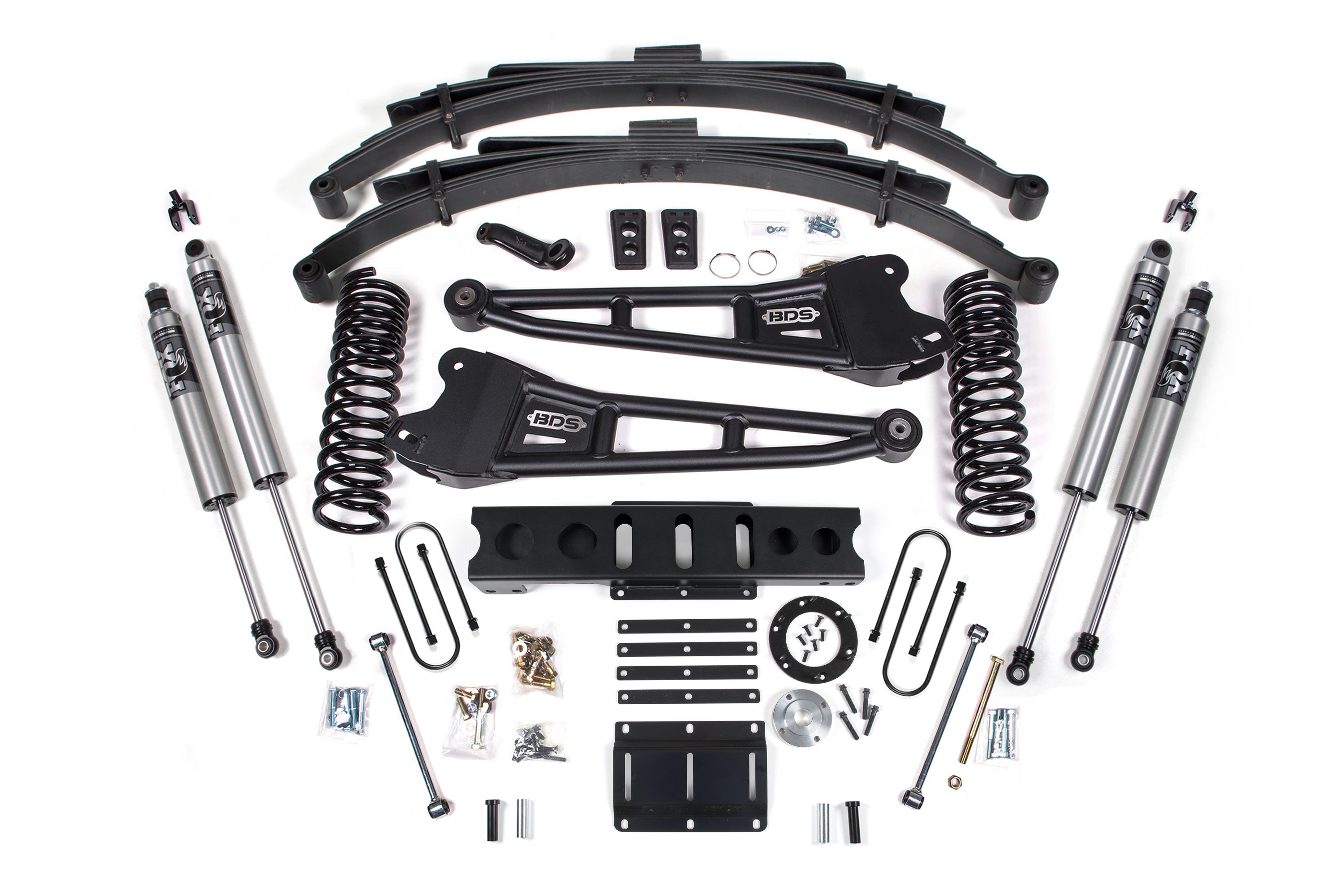 13-18 Ram 3500 4WD (Diesel) 6 Inch Radius Arm Suspension Lift Kit, 8-Bolt Indexing Ring, 4.5 Inch Rear Lift, Leaf Spring - NX2 Nitro Series Shocks BDS Suspension
