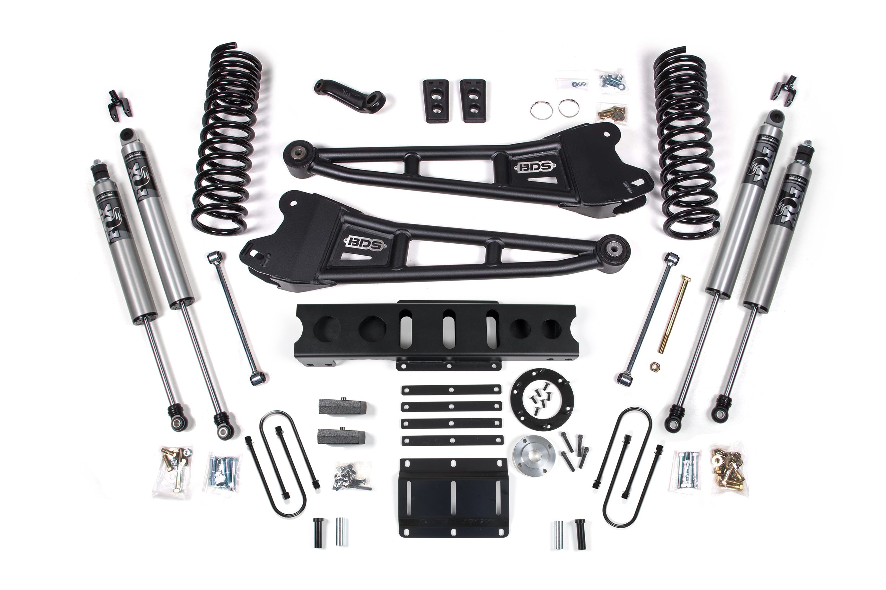 13-18 Ram 3500 4WD (Diesel) 6 Inch Radius Arm Suspension Lift Kit, 6-Bolt Indexing Ring, 4.5 Inch Rear Lift, Leaf Spring - NX2 Nitro Series Shocks BDS Suspension