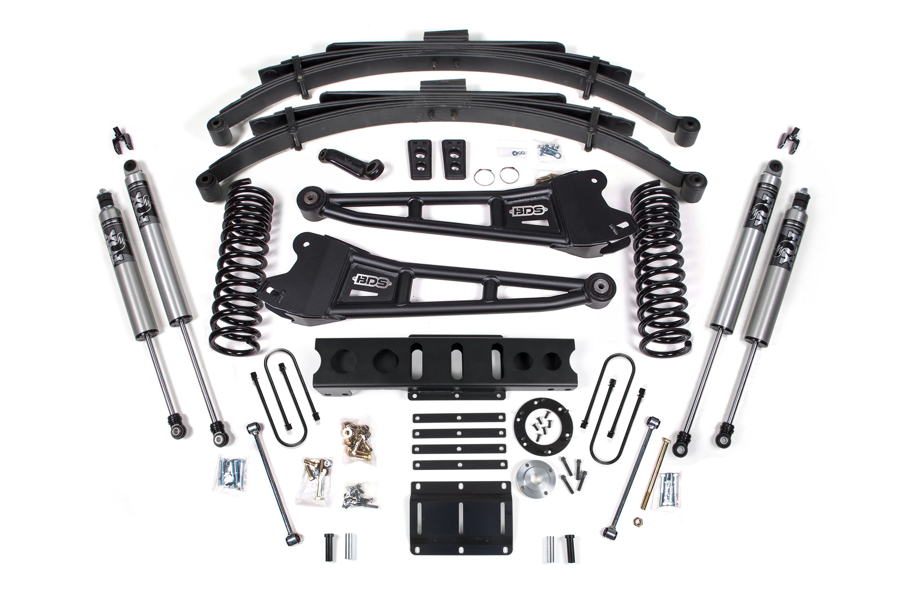 13-18 Ram 3500 4WD (Diesel) 6 Inch Radius Arm Suspension Lift Kit, 4.5 Inch Rear Lift, Leaf Spring, 6 Bolt - Fox 2.5 Performance Series Shocks BDS Suspension