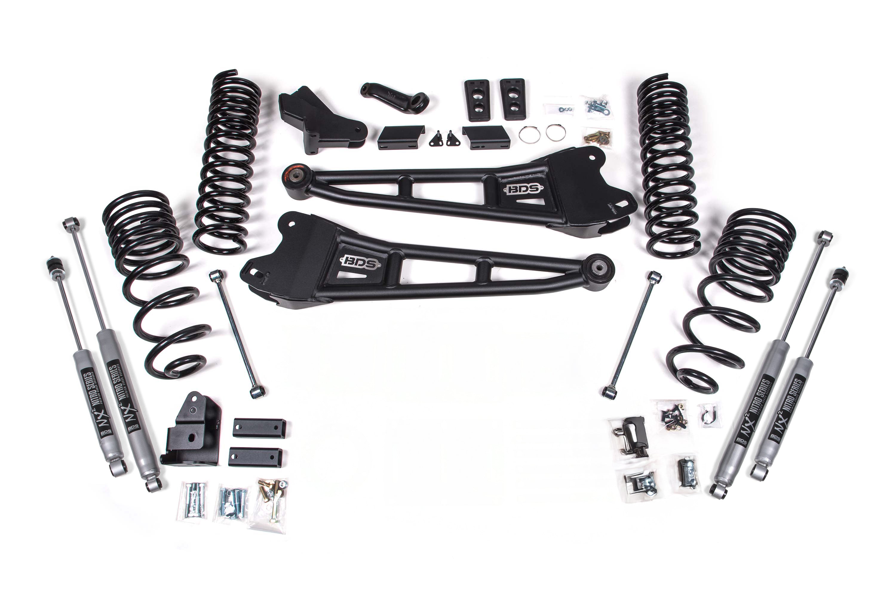 25-26 Ram 2500 4WD (Diesel) 4 Inch Radius Arm Suspension Lift Kit, 2.5 Inch Rear Lift, Coil Spring - Fox 2.5 Performance Elite Series Shocks BDS Suspension
