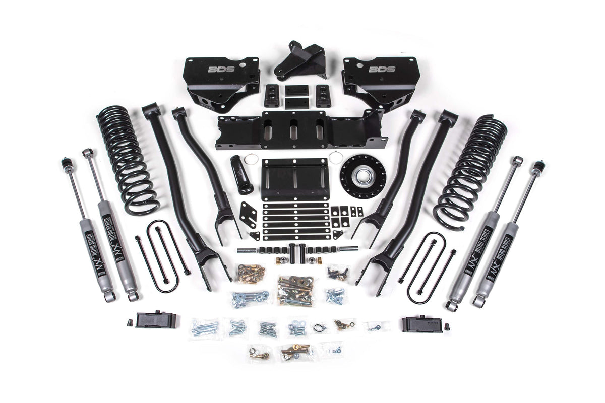 25-26 Ram 3500 (Diesel) 4 Inch 4-Link Suspension Lift Kit W/ Indexing Ring, 2 Inch Rear Lift w/o Overload, Block - NX2 Shocks BDS Suspension