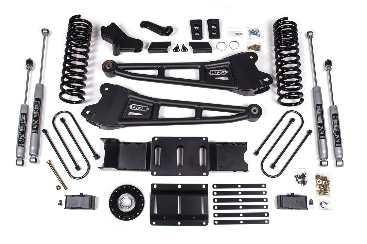 25-26 Ram 3500 (Gas) 4 Inch Radius Arm Suspension Lift Kit W/ Indexing Ring, 3 Inch Rear Lift w/ Overload, Block BDS Suspension