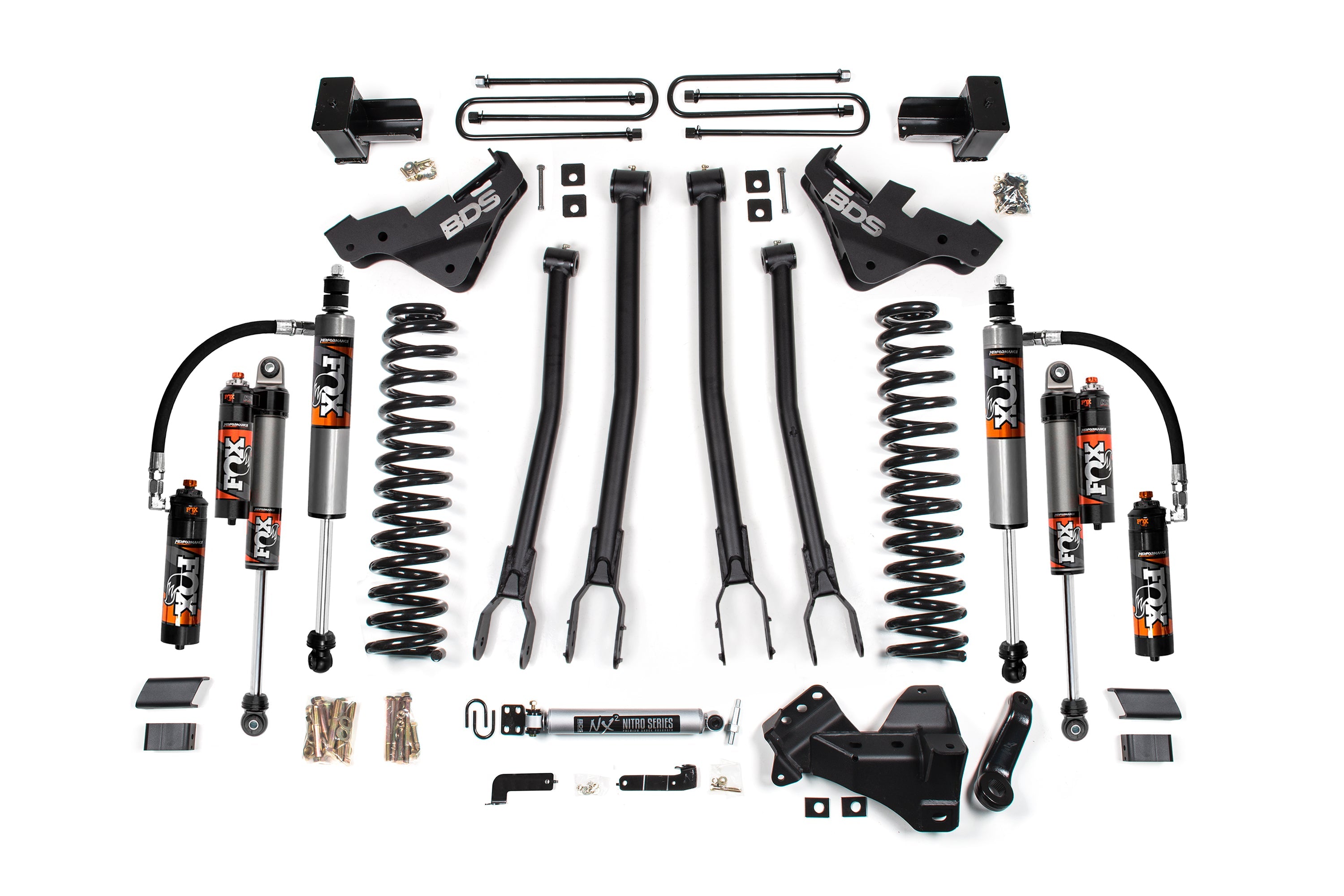 23-26 Ford F-350 Super Duty 4WD 5 Inch 4-Link Suspension Lift Kit, 2 Inch Rear, Block, Gas, DRW - Fox 2.5 Performance Series Shocks BDS Suspension