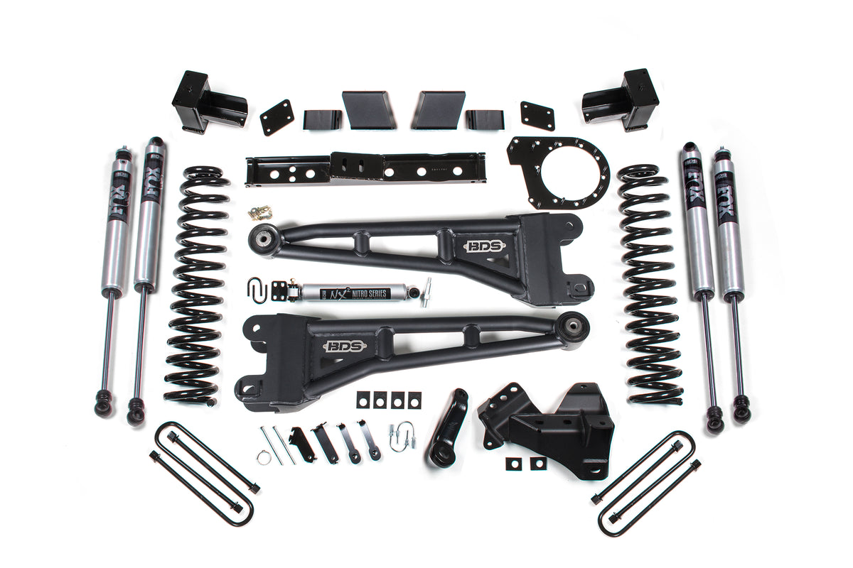 23-26 Ford F-250/F-350 SRW 4WD 7 Inch Radius Arm Suspension Lift Kit, 4.5 Inch Rear, Block, Diesel- FOX 2.0 IFP Performance Series Front and Rear BDS Suspension