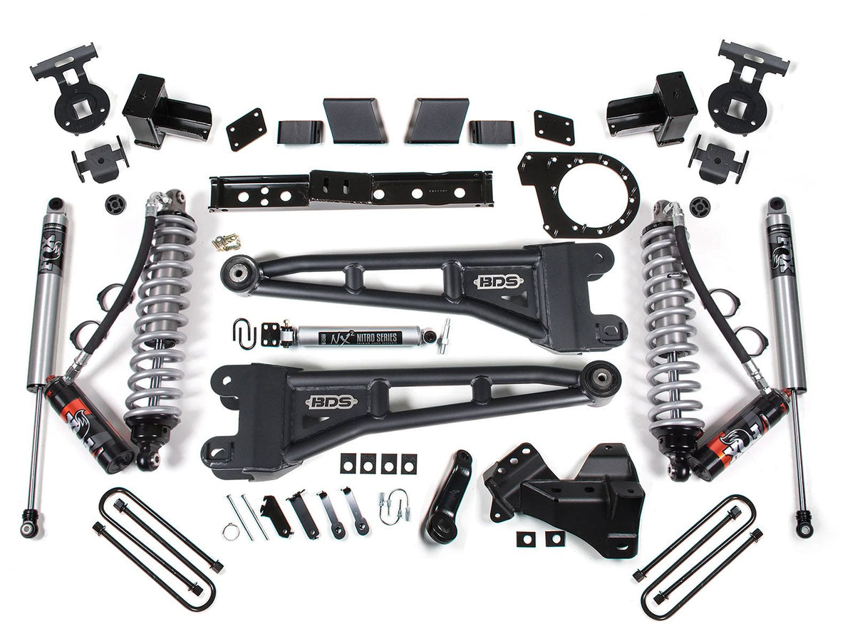 23-26 Ford F-250/F-350 SRW 4WD 7 Inch Radius Arm Suspension Lift Kit, 4.5 Inch Rear, Block, Diesel - Fox 2.5 Performance Elite Series C/O Front, Fox 2.5 Performance Elite Series Rear BDS Suspension