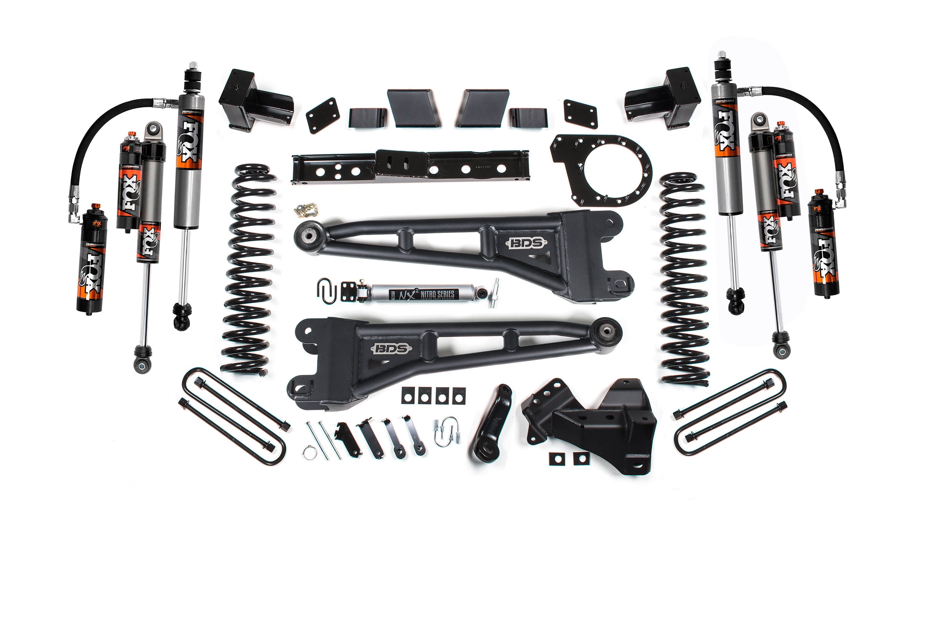 23-26 Ford F-250/F-350 SRW 4WD 7 Inch Radius Arm Suspension Lift Kit, 6 Inch Rear, Leaf Spring, Diesel - Fox 2.5 Performance Elite Series C/O Front, Fox 2.5 Performance Elite Series Shocks Rear BDS Suspension