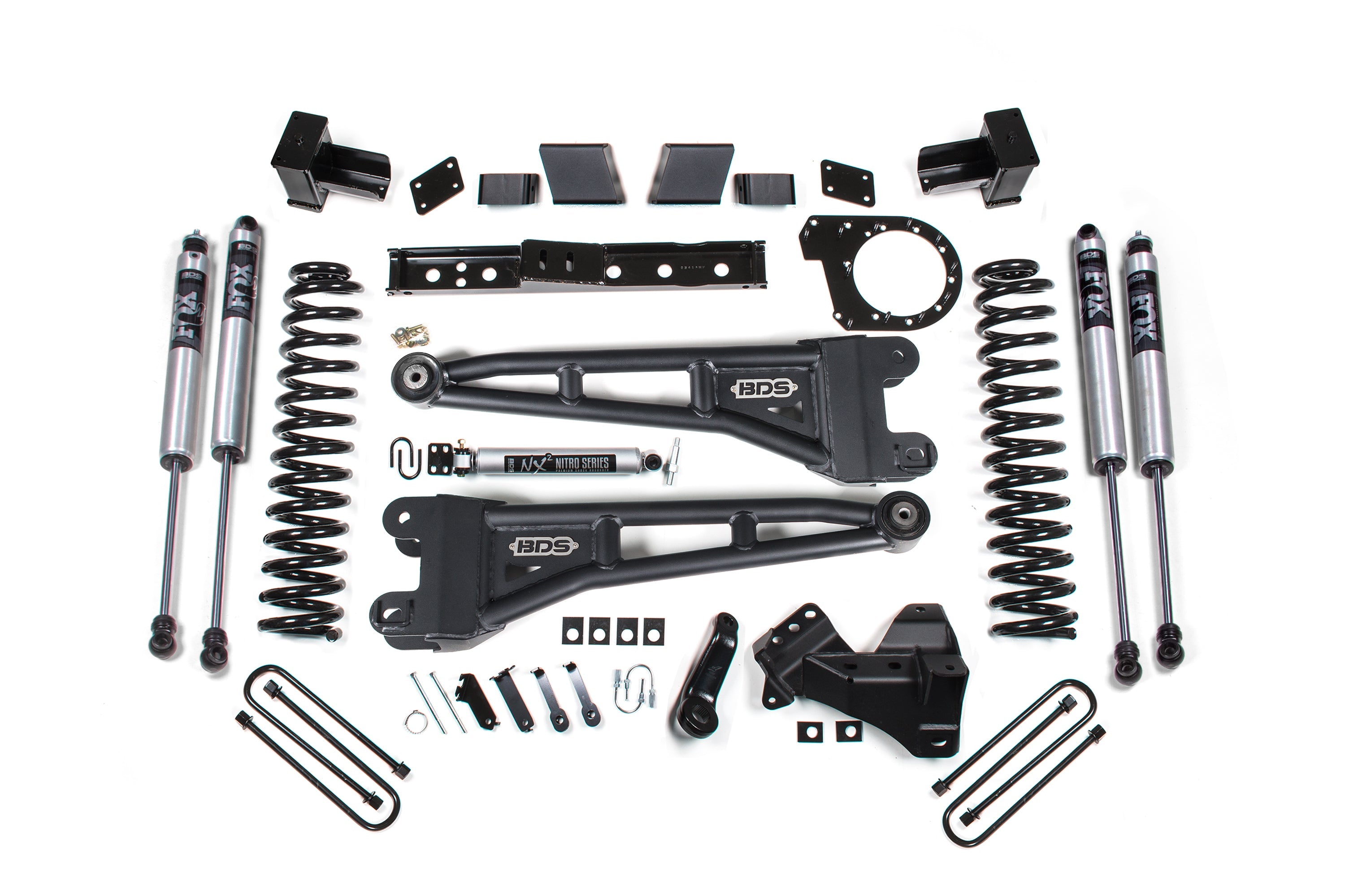 23-26 Ford F-250/F-350 SRW 4WD 7 Inch Radius Arm Suspension Lift Kit, 6 Inch Rear, Leaf Spring, Diesel - FOX 2.0 IFP Performance Series Shocks Front and Rear BDS Suspension