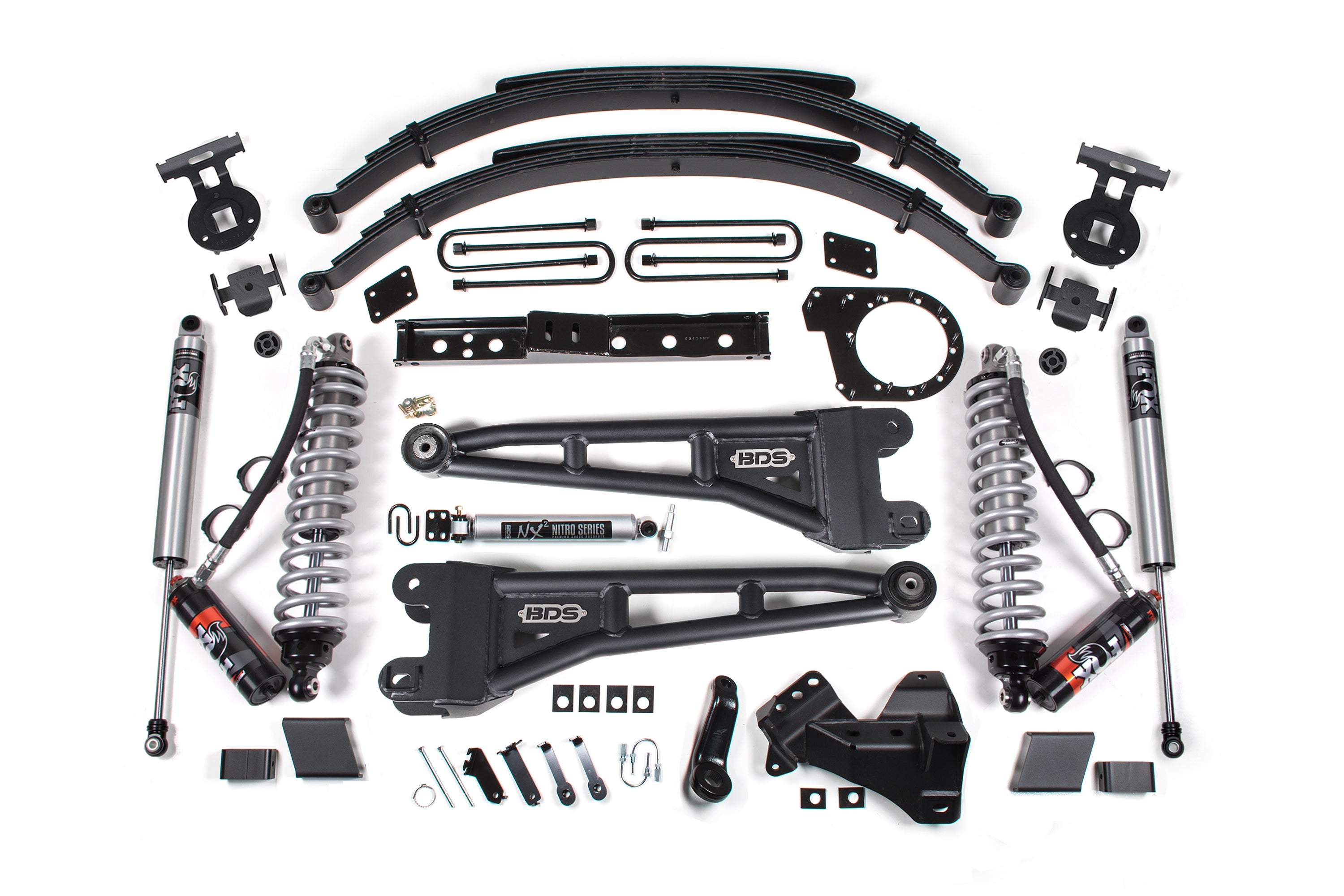 23-26 Ford F-250/F-350 SRW 4WD 7 Inch Radius Arm Suspension Lift Kit, 6 Inch Rear, Leaf Spring, Diesel - Fox 2.5 Performance Elite Series C/O Front, Fox 2.5 IFP Performance Series Rear BDS Suspension