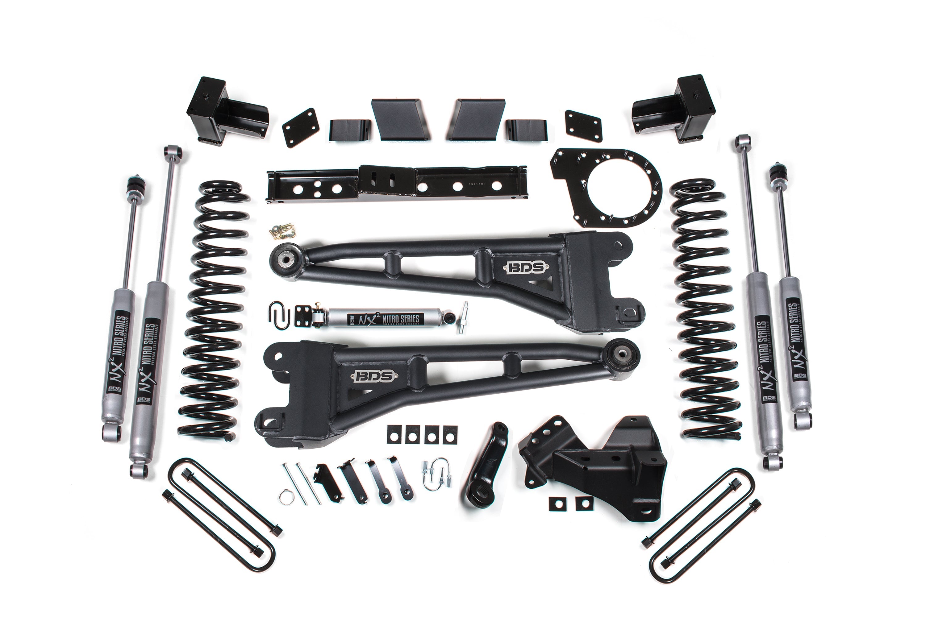 23-26 Ford F-350 DRW 4WD 7 Inch Radius Arm Suspension Lift Kit, 5 Inch Rear, Block, Diesel - Fox 2.5 Performance Elite Series Shocks Front and Rear BDS Suspension