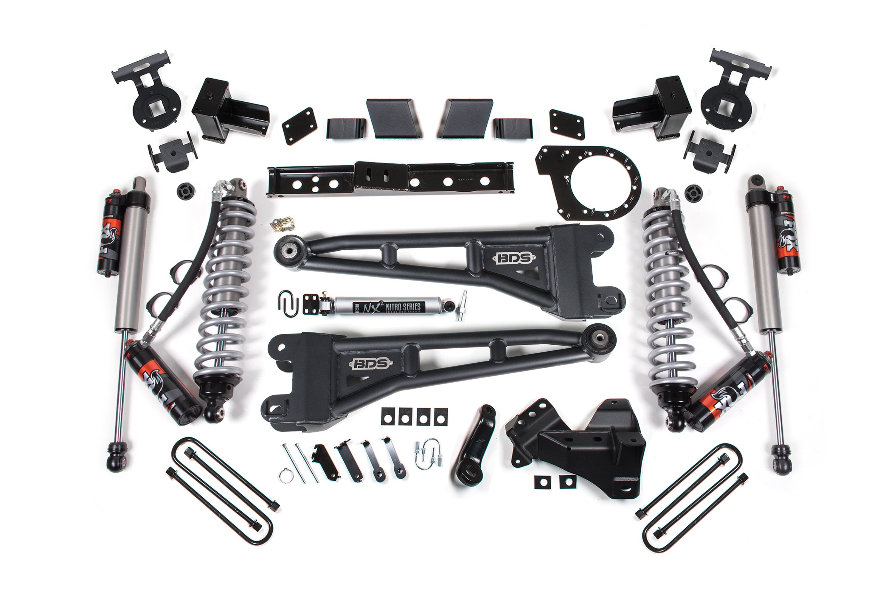 23-26 Ford F-350 DRW 4WD 7 Inch Radius Arm Suspension Lift Kit, 5 Inch Rear, Block, Diesel - FOX 2.0 IFP Performance Series Shocks Front and Rear BDS Suspension