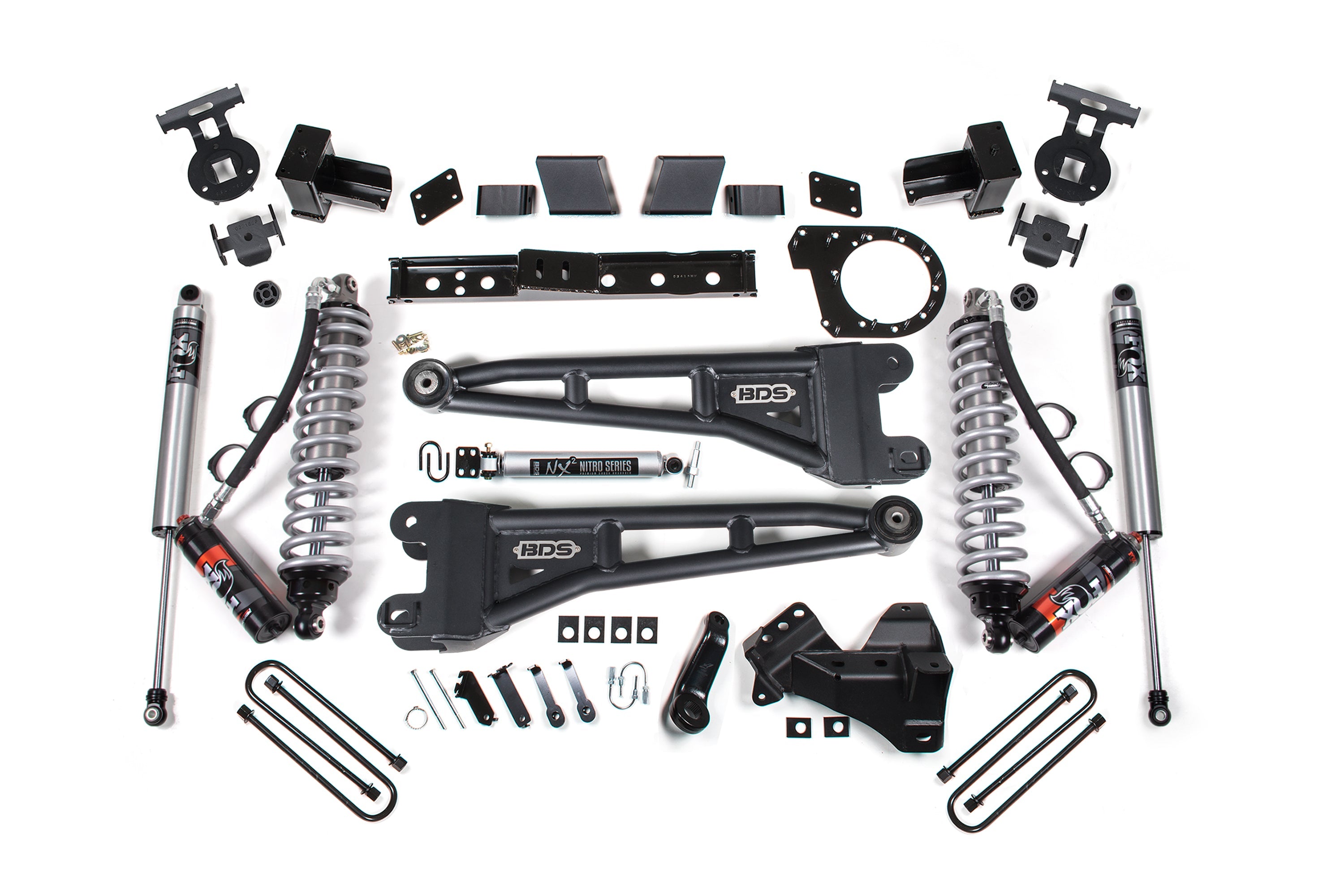 23-26 Ford F-350 DRW 4WD 7 Inch Radius Arm Suspension Lift Kit, 5 Inch Rear, Block, Diesel - Fox 2.5 Performance Elite Series C/O Front, Fox 2.5 Performance Elite Series Rear Shocks BDS Suspension
