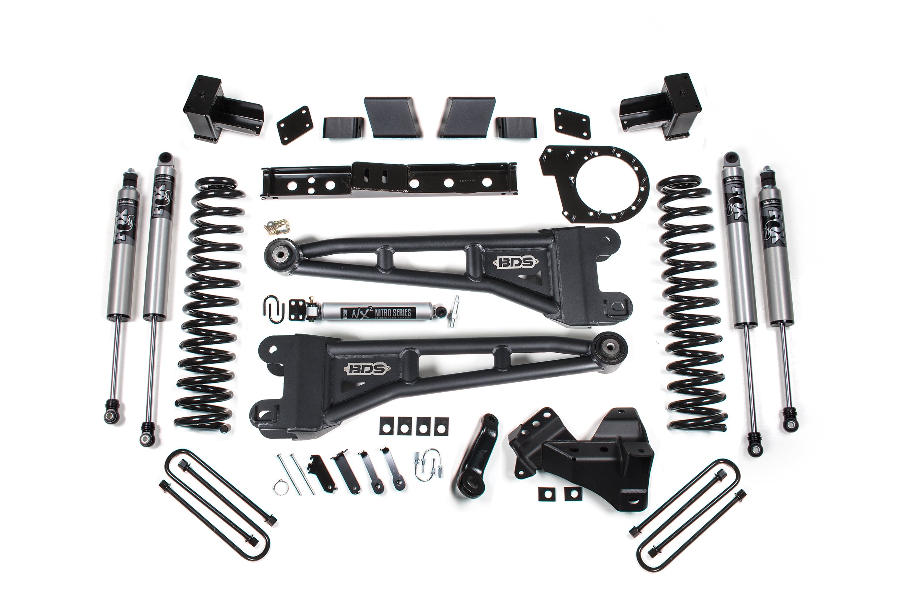 23-26 Ford F-350 DRW 4WD 7 Inch Radius Arm Suspension Lift Kit, 5 Inch Rear, Block, Diesel - Fox 2.5 IFP Performance Series Shocks Front and Rear BDS Suspension