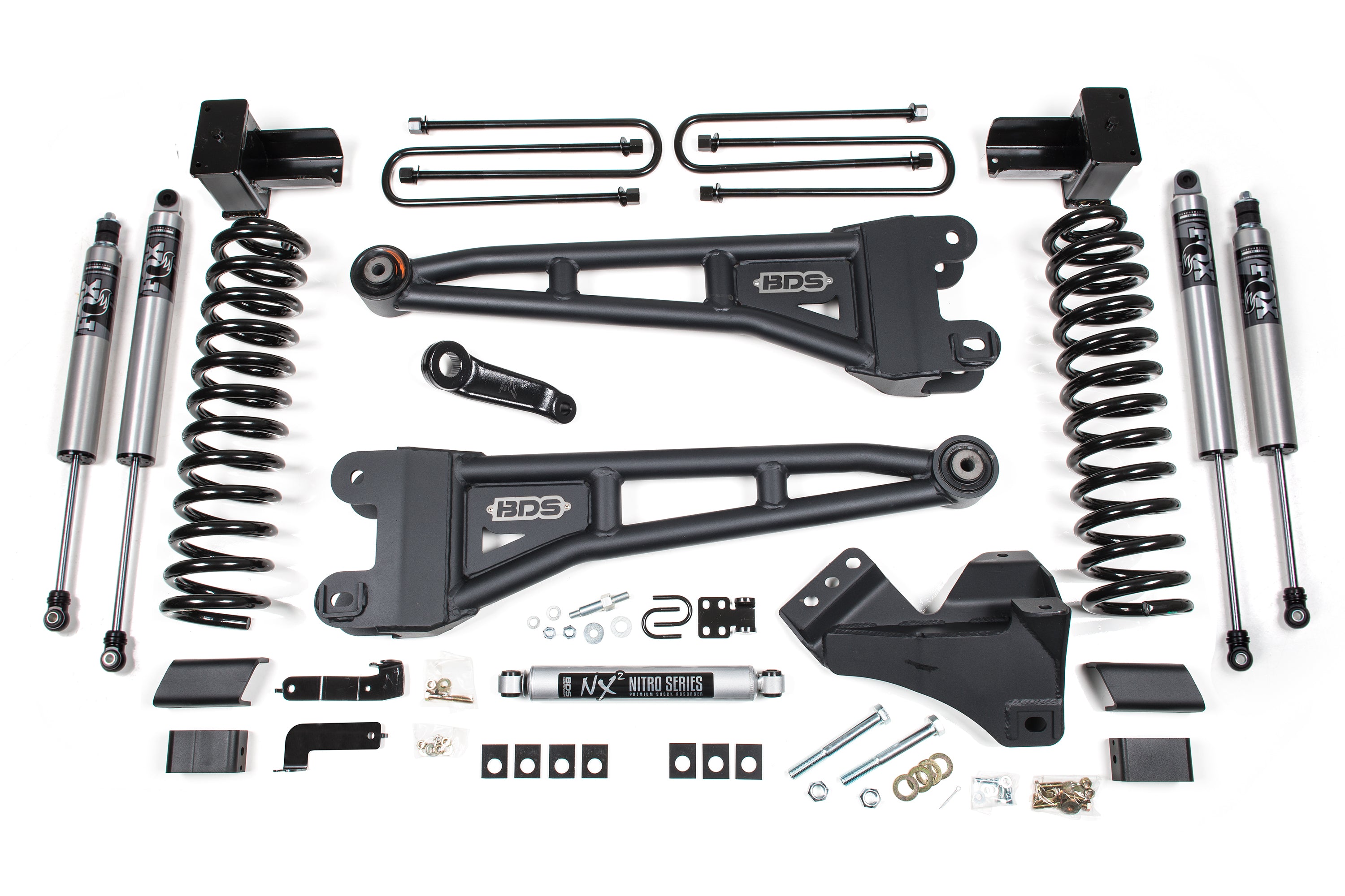 23-26 Ford F-350 DRW 4WD 5 Inch Radius Arm Suspension Lift Kit, 3 Inch Rear, Block, Diesel - Fox 2.5 IFP Performance Series Front and Rear Shocks BDS Suspension