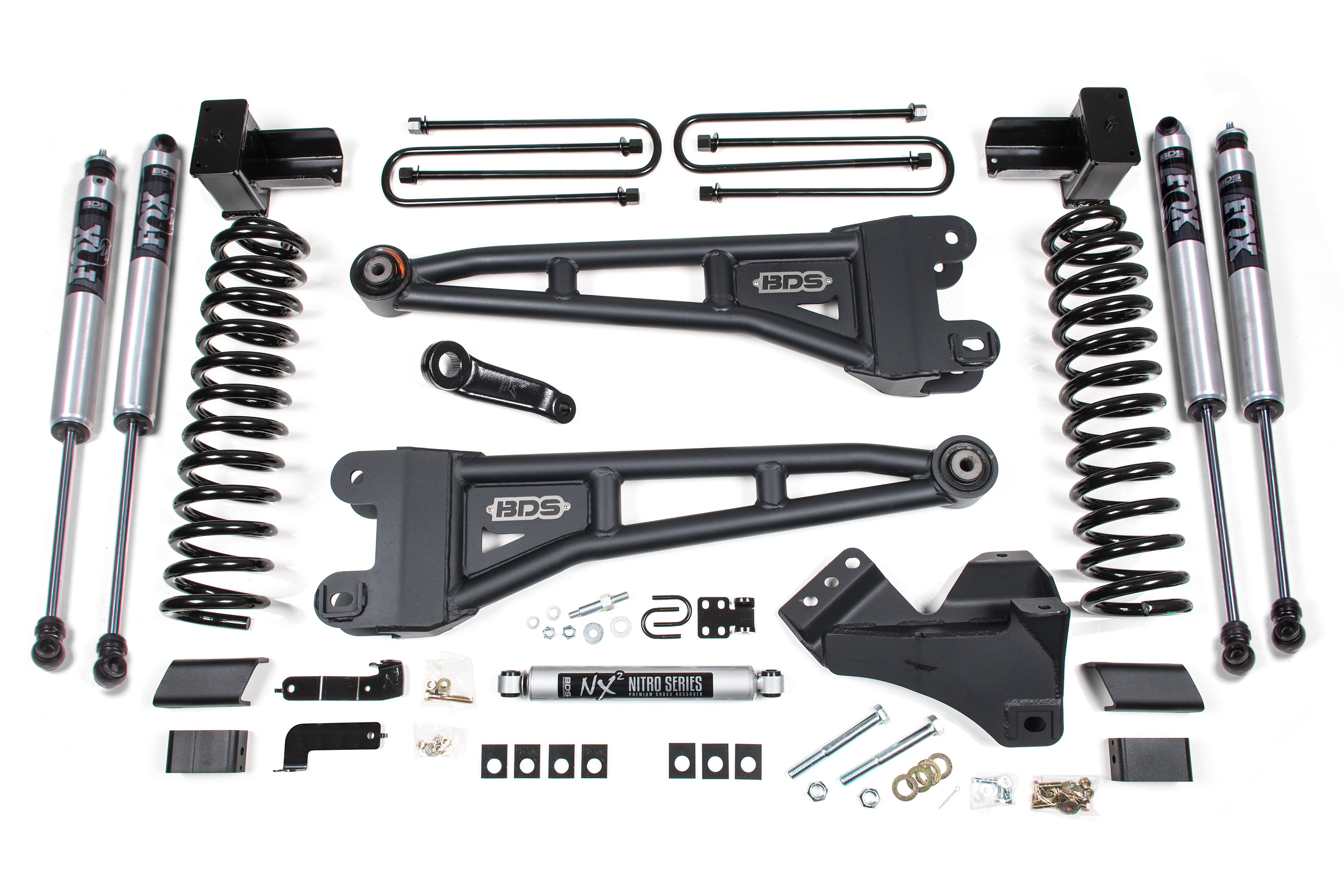 23-26 Ford F-350 DRW 4WD 5 Inch Radius Arm Suspension Lift Kit, 3 Inch Rear, Block, Gas - Fox 2.0 IFP Performance Series Front and Rear Shocks BDS Suspension