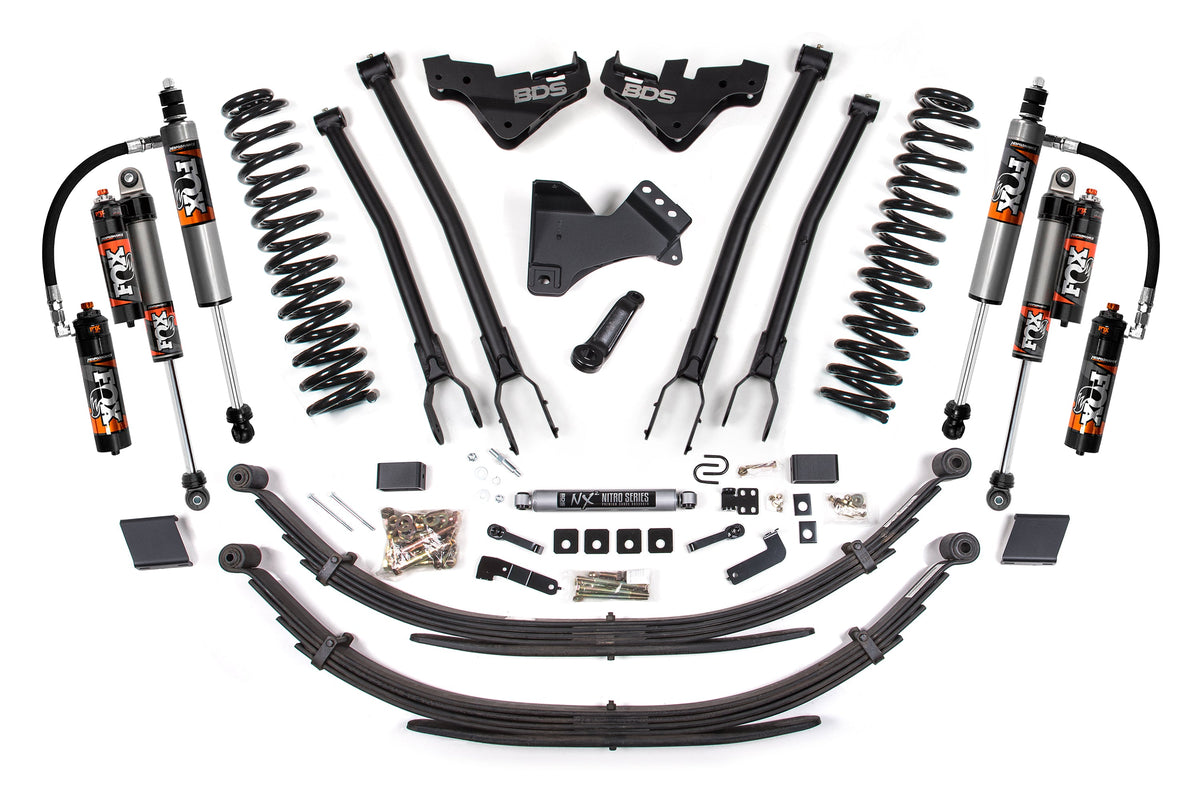 23-26 Ford F-250/F-350 4WD 5 Inch 4-Link Suspension Lift Kit, 3 Inch Rear, Block (W/O Overload), Diesel - Fox 2.5 Performance Elite Series Shocks Front and Rear BDS Suspension