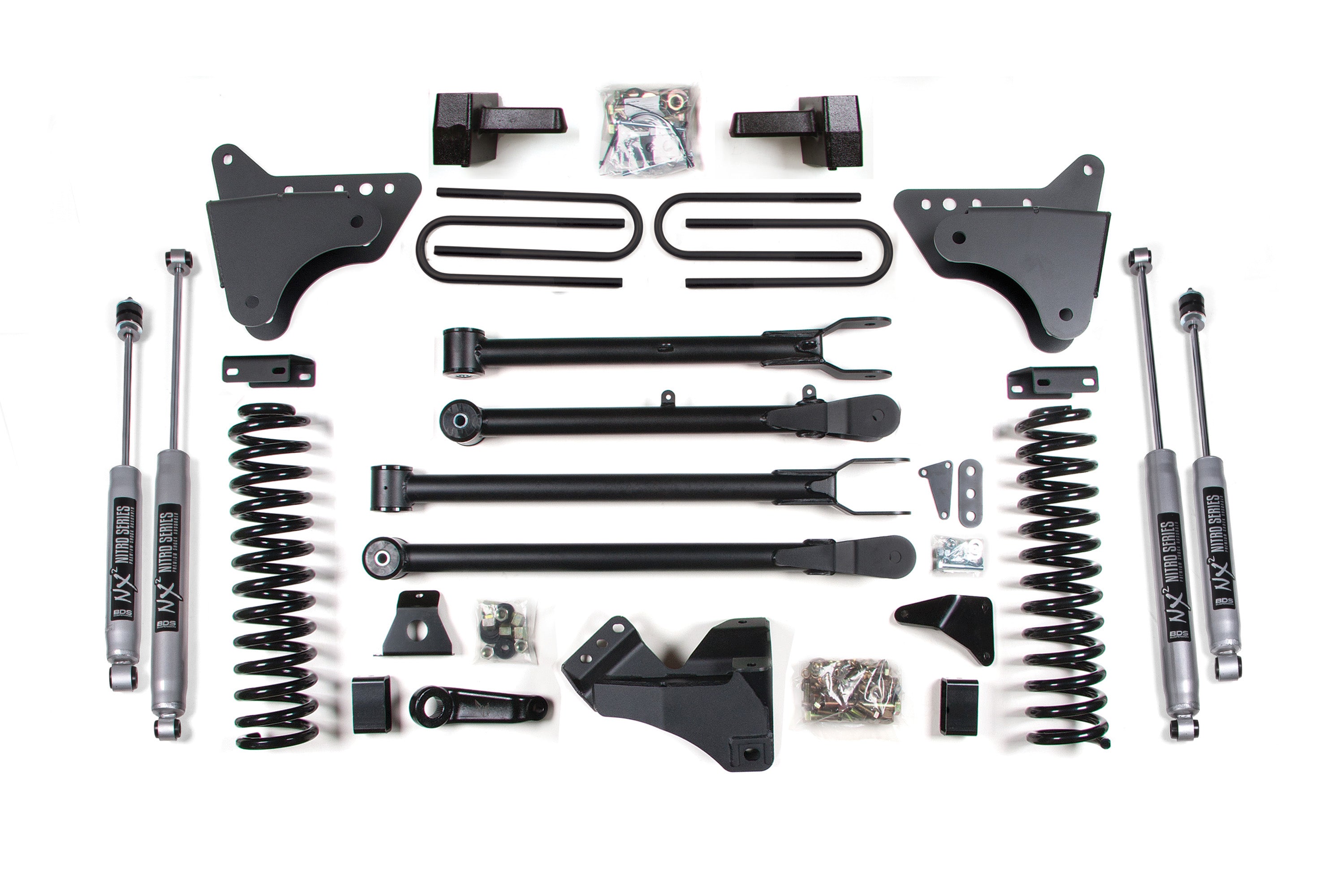 6 Inch Lift Kit w/ 4-Link Ford F250/F350 Super Duty 05-07 4WD Gas 5 Inch Block without Overload BDS Suspension