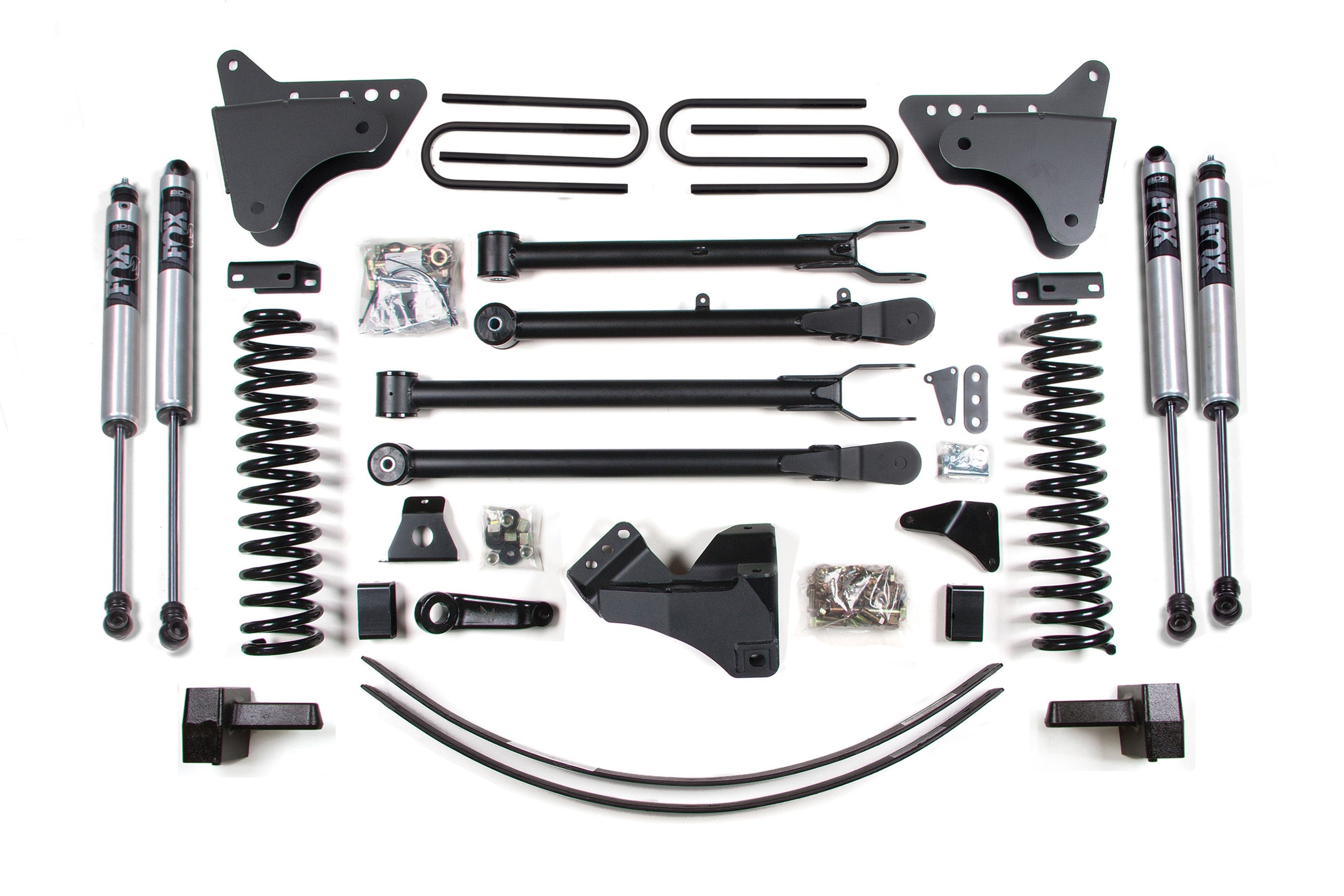 6 Inch Lift Kit w/ 4-Link Ford F250/F350 Super Duty 05-07 4WD Diesel 3 Inch Block Plus Add A Leaf Without Overload BDS Suspension