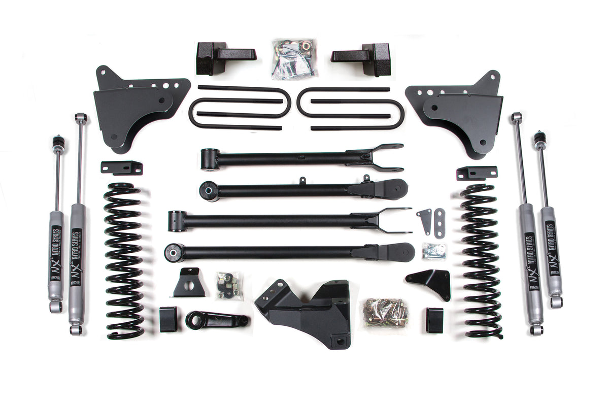 4 Inch Lift Kit w/ 4-Link Ford F250/F350 Super Duty 08-10 4WD Gas Block Without Factory Overload BDS Suspension