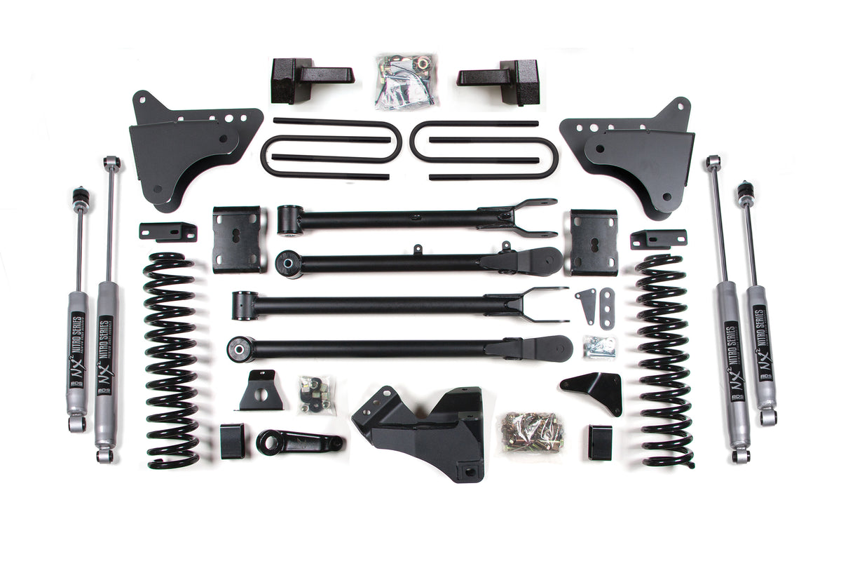 4 Inch Lift Kit w/ 4-Link Ford F250/F350 Super Duty 11-16 4WD Gas Leaf Springs BDS Suspension