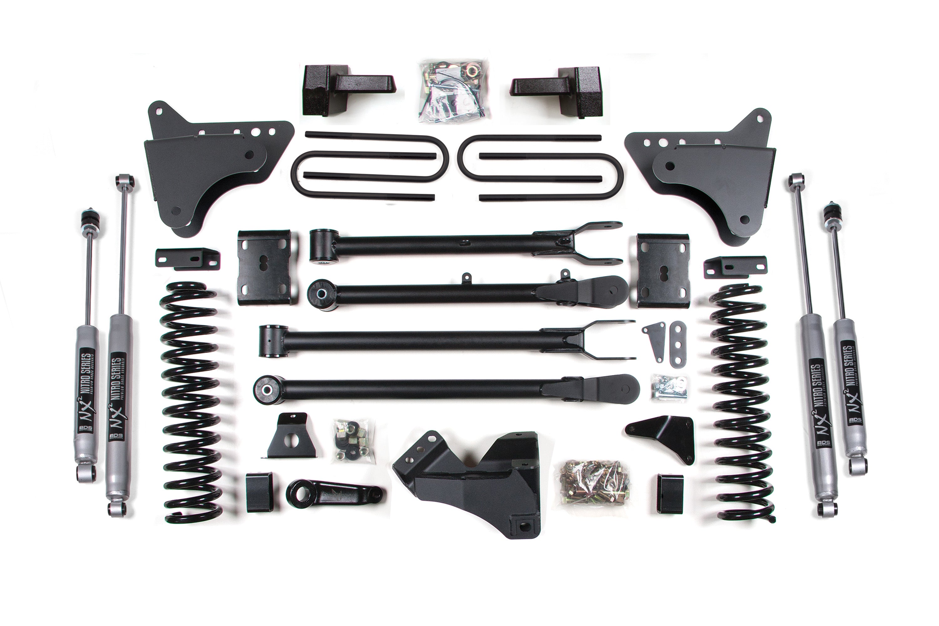 4 Inch Lift Kit w/ 4-Link Ford F250/F350 Super Duty 11-16 4WD Diesel Block BDS Suspension