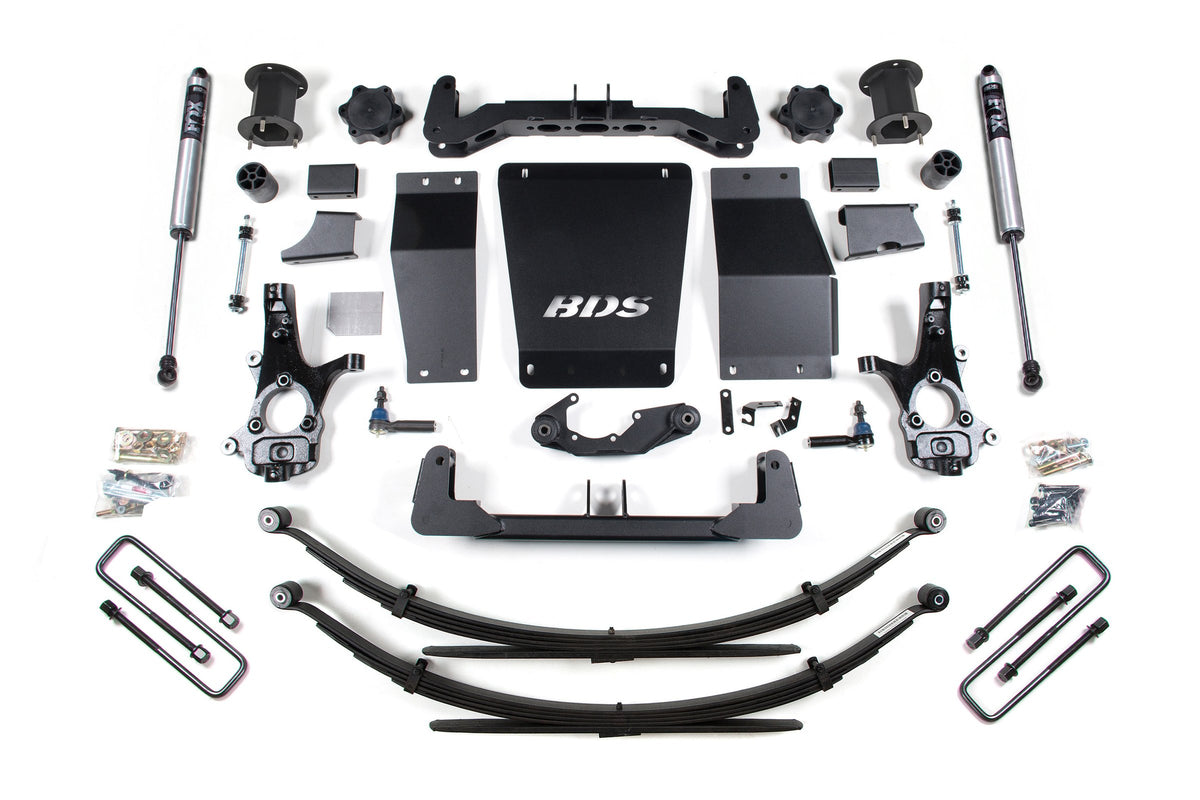 07-13 Chevrolet Silverado 1500 - GMC Sierra 1500 2WD 4.5 Inch Suspension Lift Kit, 4 Inch Rear Lift, Leaf Spring, Fox 2.0 IFP Performance Series Shocks BDS Suspension