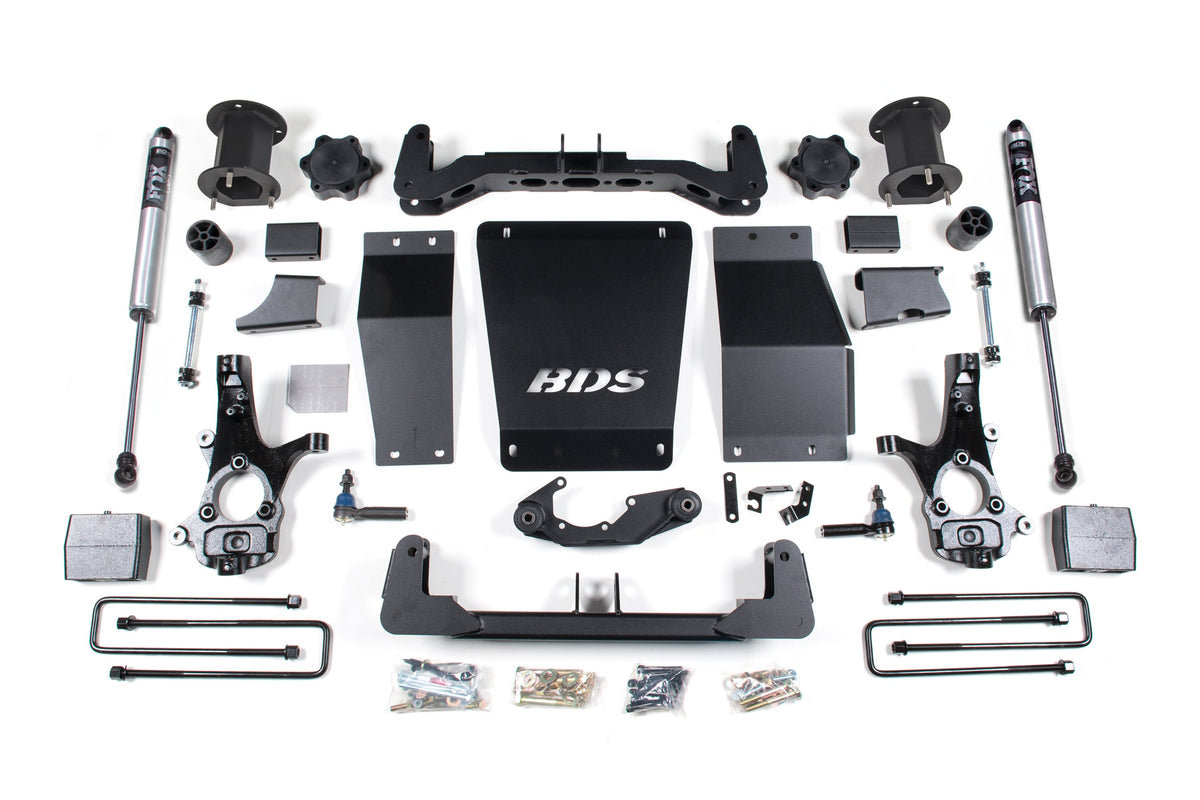 14-18 Chevrolet Silverado 1500 - GMC Sierra 1500 4WD 6.5 Inch Suspension Lift Kit (Cast Steel), 4 Inch Rear Lift, Block, Fox 2.0 IFP Performance Series Shocks BDS Suspension