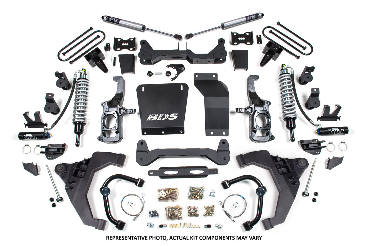 11-19 Chevrolet Silverado 2500HD/3500HD - GMC Sierra 2500HD/3500HD 4WD (Diesel) 6.5 Inch Coilover Conversion Kit, 3 Inch Rear Lift, Block w/o Overload - Fox 2.5 Performance Elite Series C/O, Fox 2.0 IFP Performance Series Shocks BDS Suspension