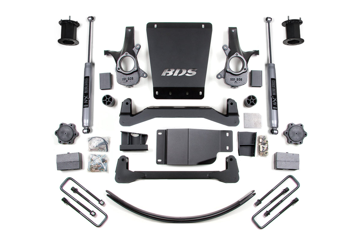 07-13 Chevrolet Silverado 1500 - GMC Sierra 1500 4WD 6 Inch Suspension Lift Kit, 4.5 Inch Rear Lift, Block and Add-A-Leaf, Fox 2.0 IFP Performance Series Shocks BDS Suspension