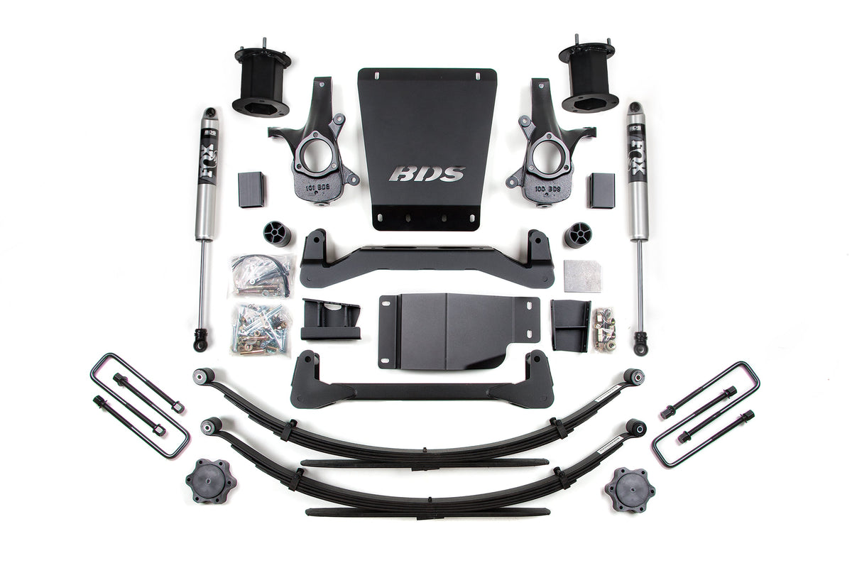 07-13 Chevrolet Silverado 1500 - GMC Sierra 1500 4WD 6 Inch Suspension Lift Kit, 5 Inch Rear Lift, Leaf Spring, Fox 2.0 IFP Performance Series Shocks BDS Suspension