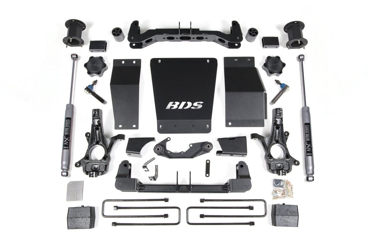 14-18 Chevrolet Silverado 1500 - GMC Sierra 1500 4WD 4.5 Inch Suspension Lift Kit (Cast Steel), 3 Inch Rear Lift, Block, NX2 Nitro Series Shocks BDS Suspension