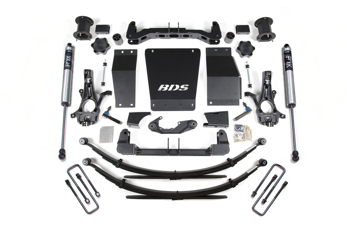 14-18 Chevrolet Silverado 1500 - GMC Sierra 1500 4WD 4.5 Inch Suspension Lift Kit (Aluminum / Stamped Steel), 4 Inch Rear Lift, Leaf Springs, Fox 2.0 IFP Performance Series Shocks BDS Suspension