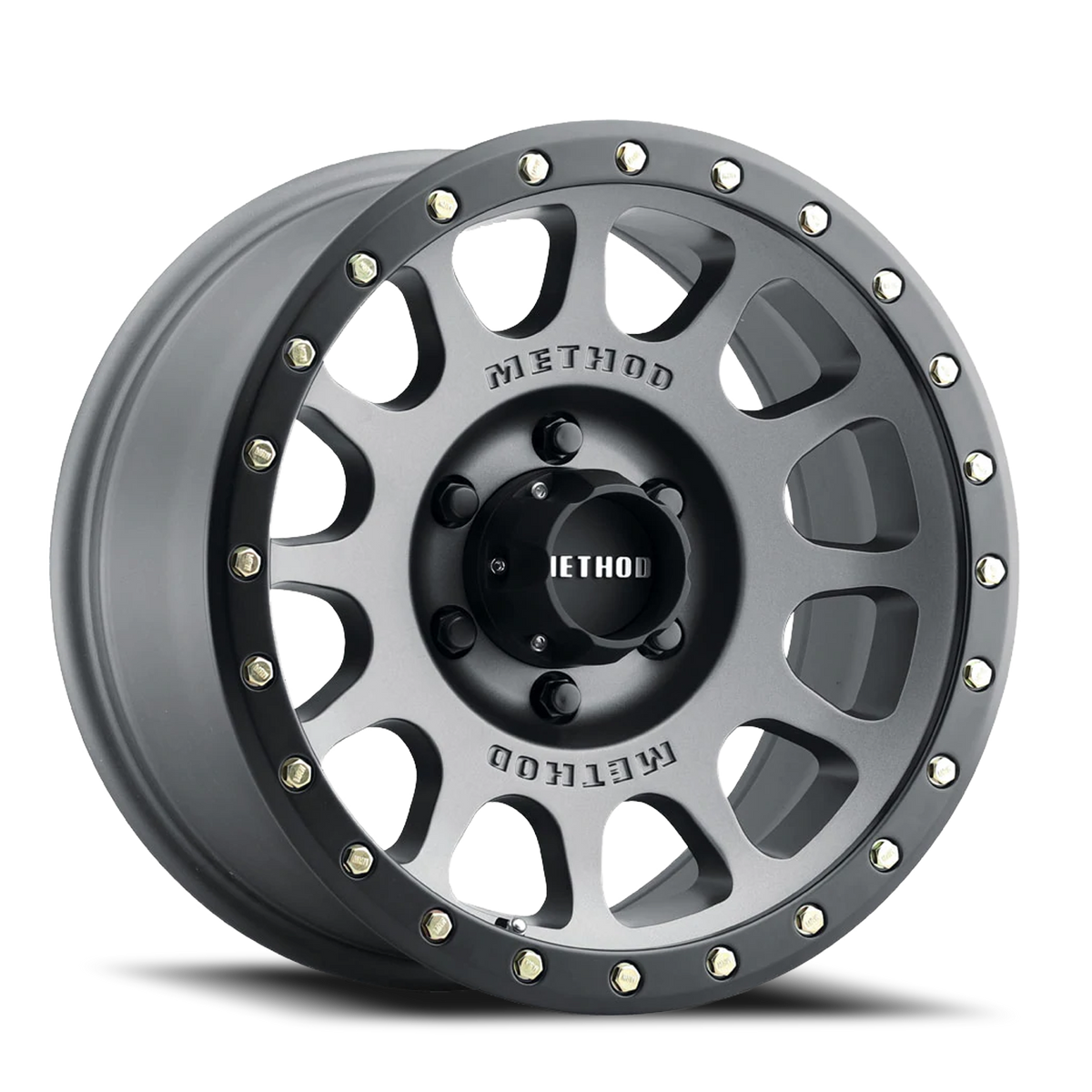 Aluminum Wheels 16x8 NV MR305 Bolt Pattern 6 On 139.7 Offset 0 Lip Size 1.57 Titanium TT Matte Black Lip Method