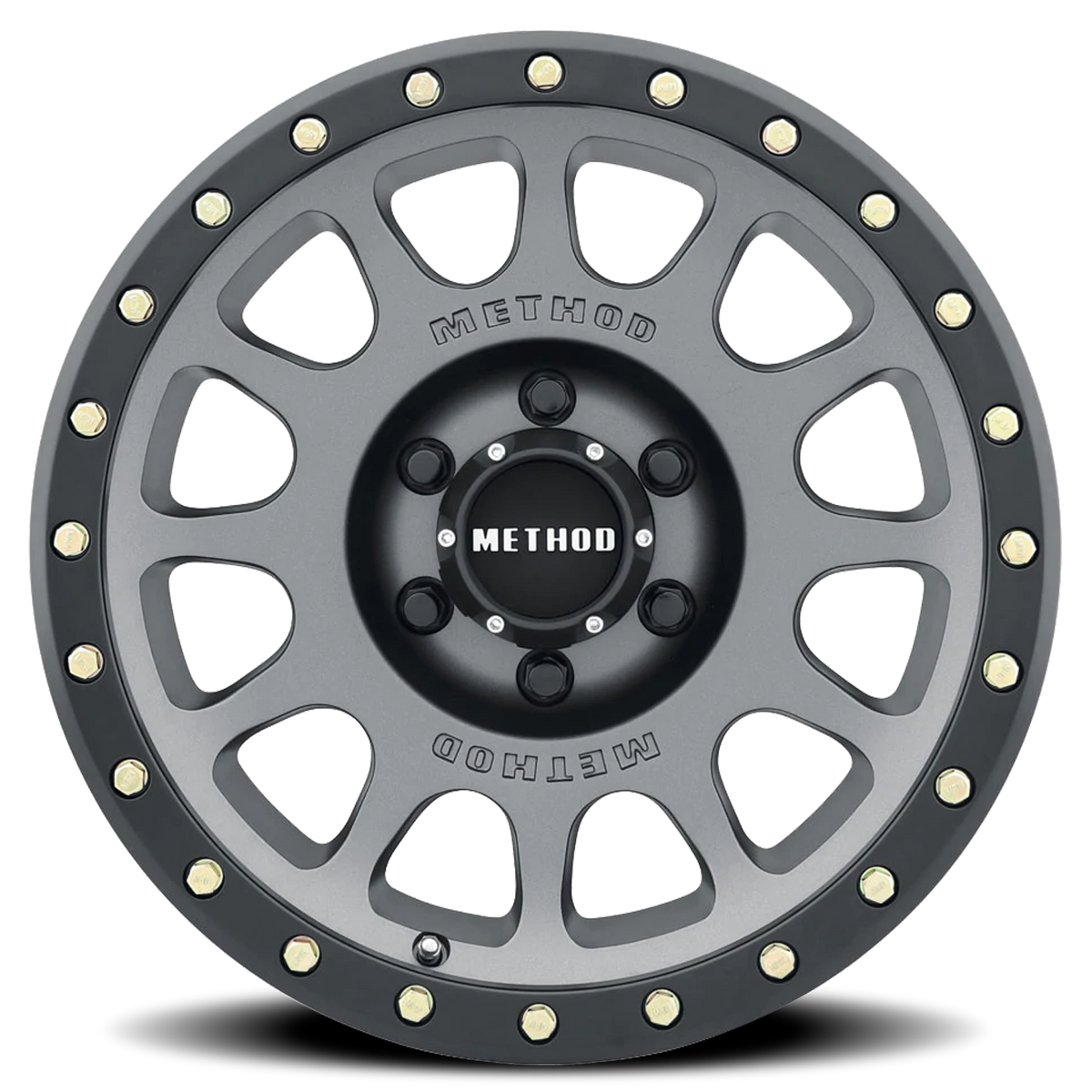 Aluminum Wheels 16x8 NV MR305 Bolt Pattern 6 On 139.7 Offset 0 Lip Size 1.57 Titanium TT Matte Black Lip Method