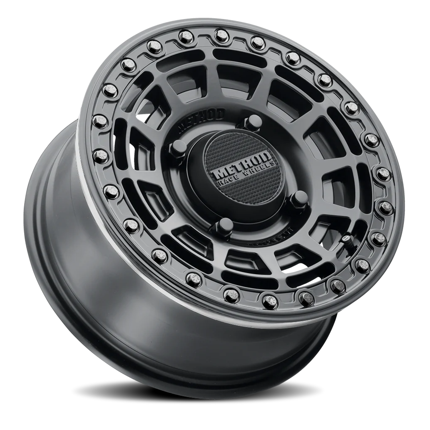 Aluminum Wheels 15x7 MR415 Beadlock UTV Matte Black MB Gloss Black Ring Method