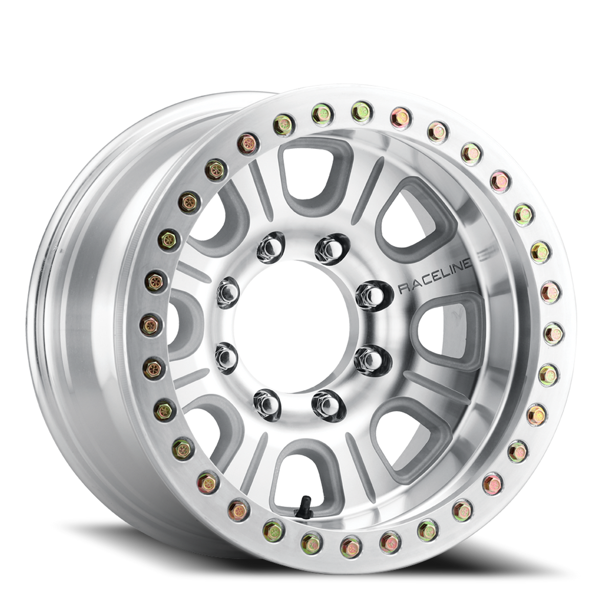 Aluminum Wheels 17x9.5 Monster Beadlock RT233 Silver Machined Raceline Wheels