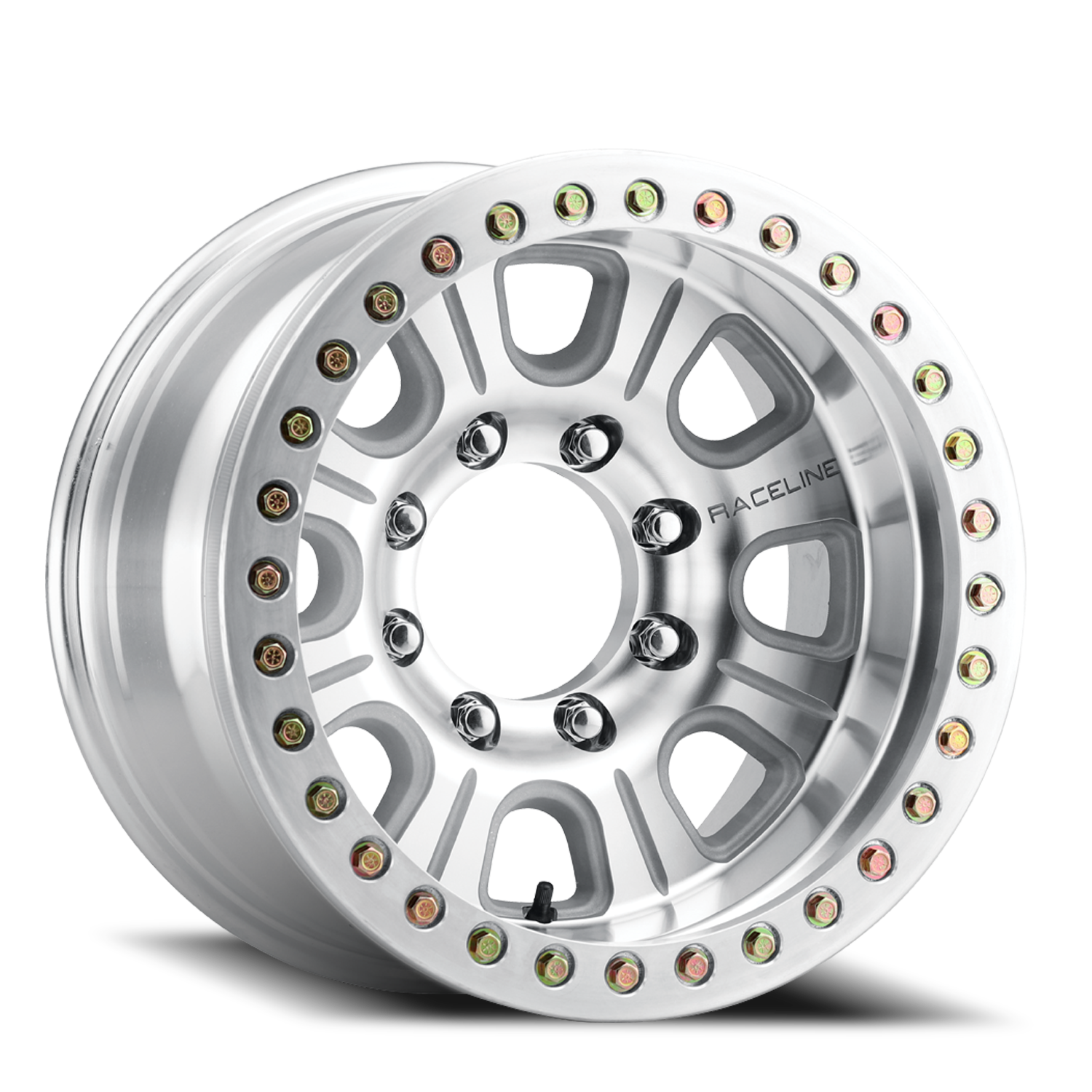 Aluminum Wheels 17x9.5 Monster Beadlock RT233 Silver Machined Raceline Wheels