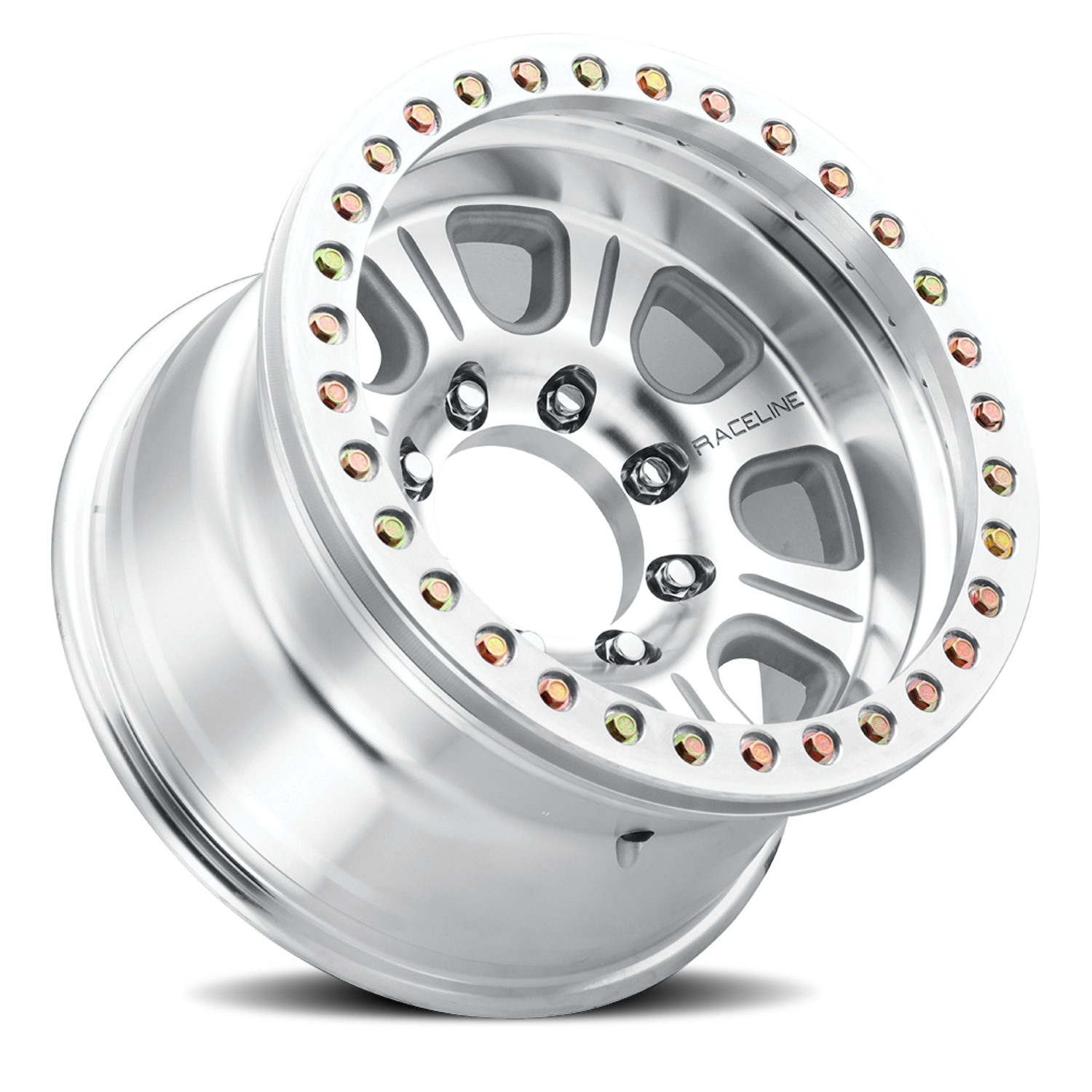 Aluminum Wheels 17x9.5 Monster Beadlock RT233 Silver Machined Raceline Wheels