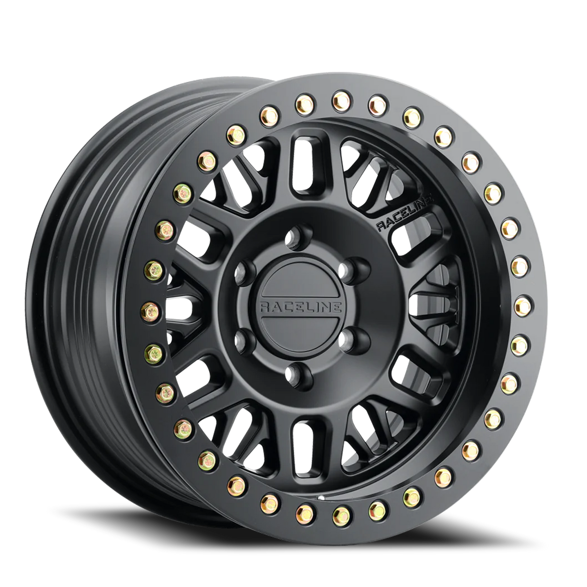 Aluminum Wheels 17x9 Ryno Cast Beadlock RT951B Satin Black Black Beadlock Ring Raceline Wheels