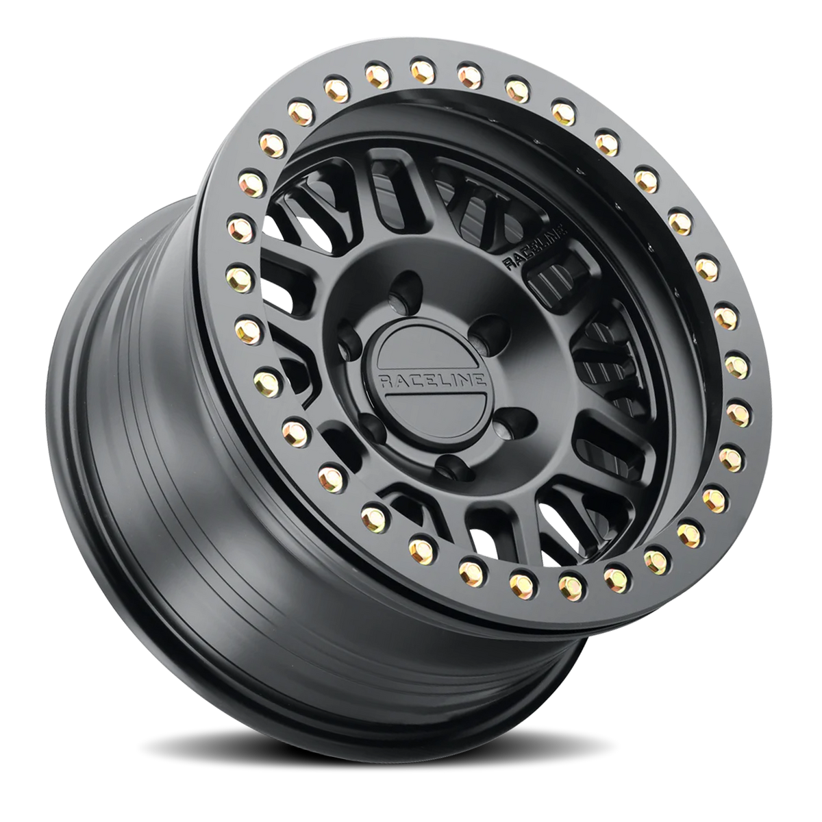 Aluminum Wheels 17x9 Ryno Cast Beadlock RT951B Satin Black Black Beadlock Ring Raceline Wheels