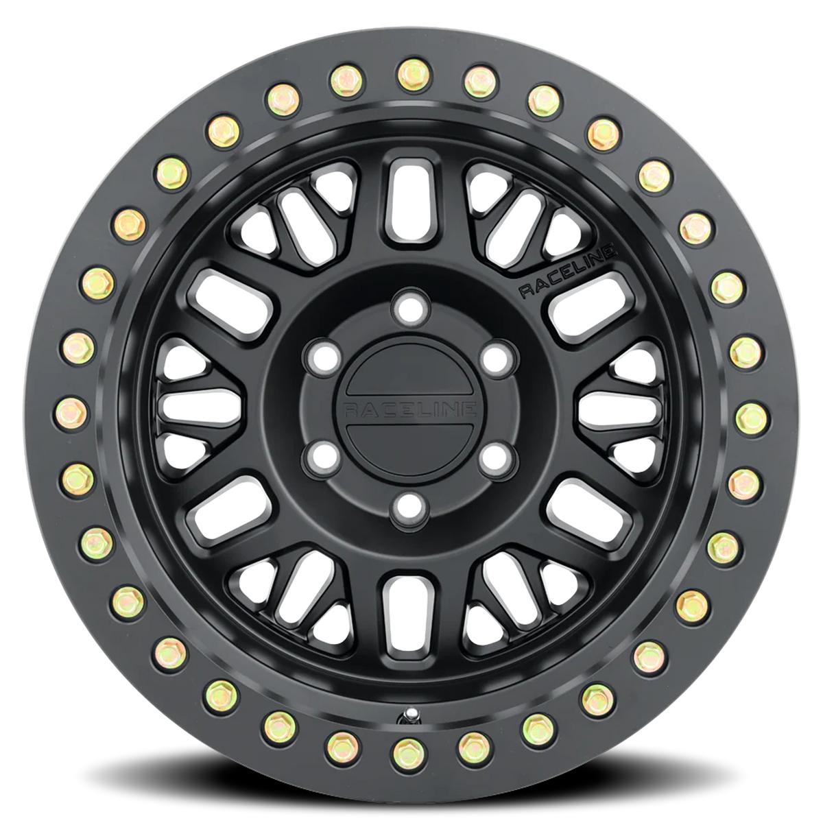Aluminum Wheels 17x9 Ryno Cast Beadlock RT951B Satin Black Black Beadlock Ring Raceline Wheels