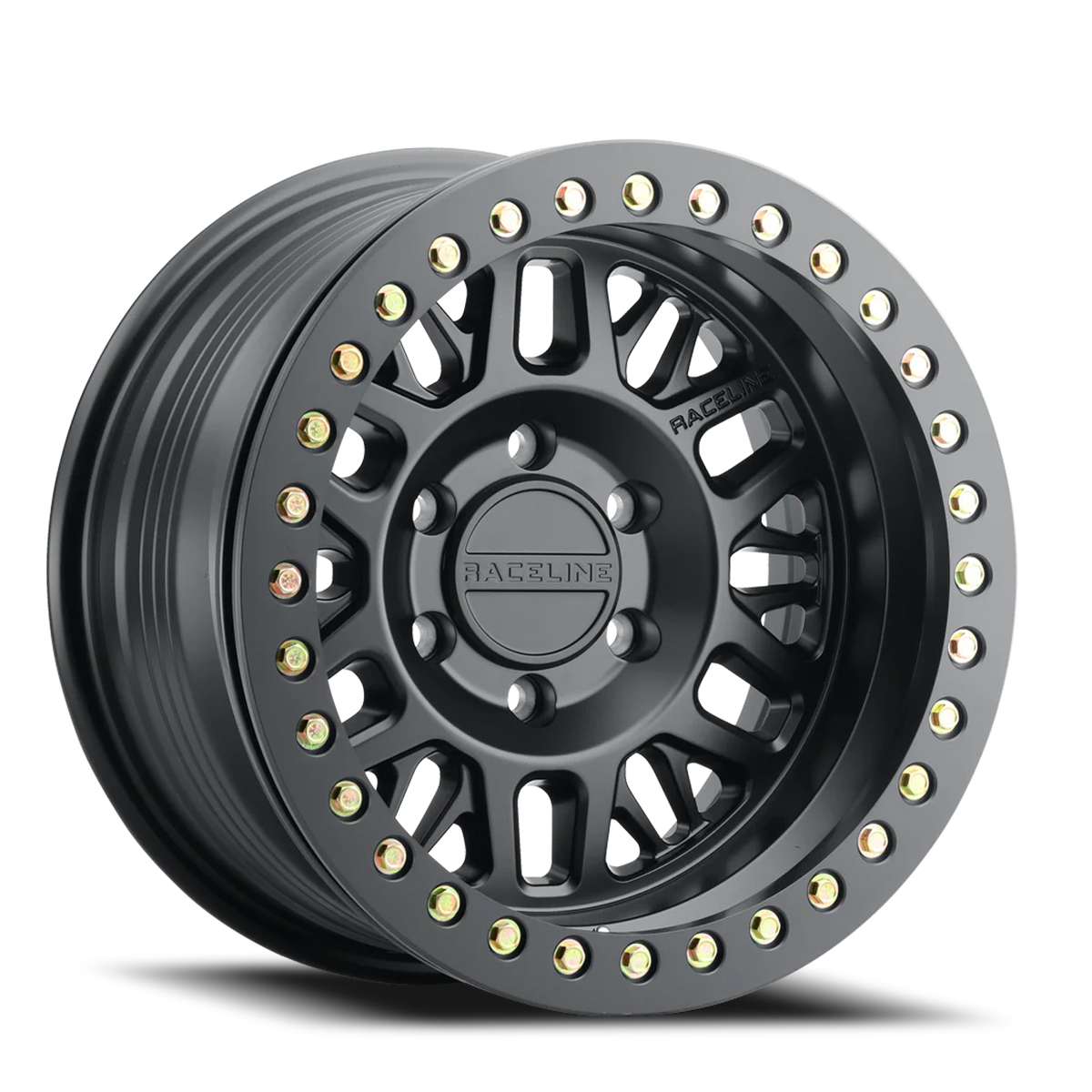 Aluminum Wheels 17x9 Ryno Cast Beadlock RT951B Satin Black Black Beadlock Ring Raceline Wheels
