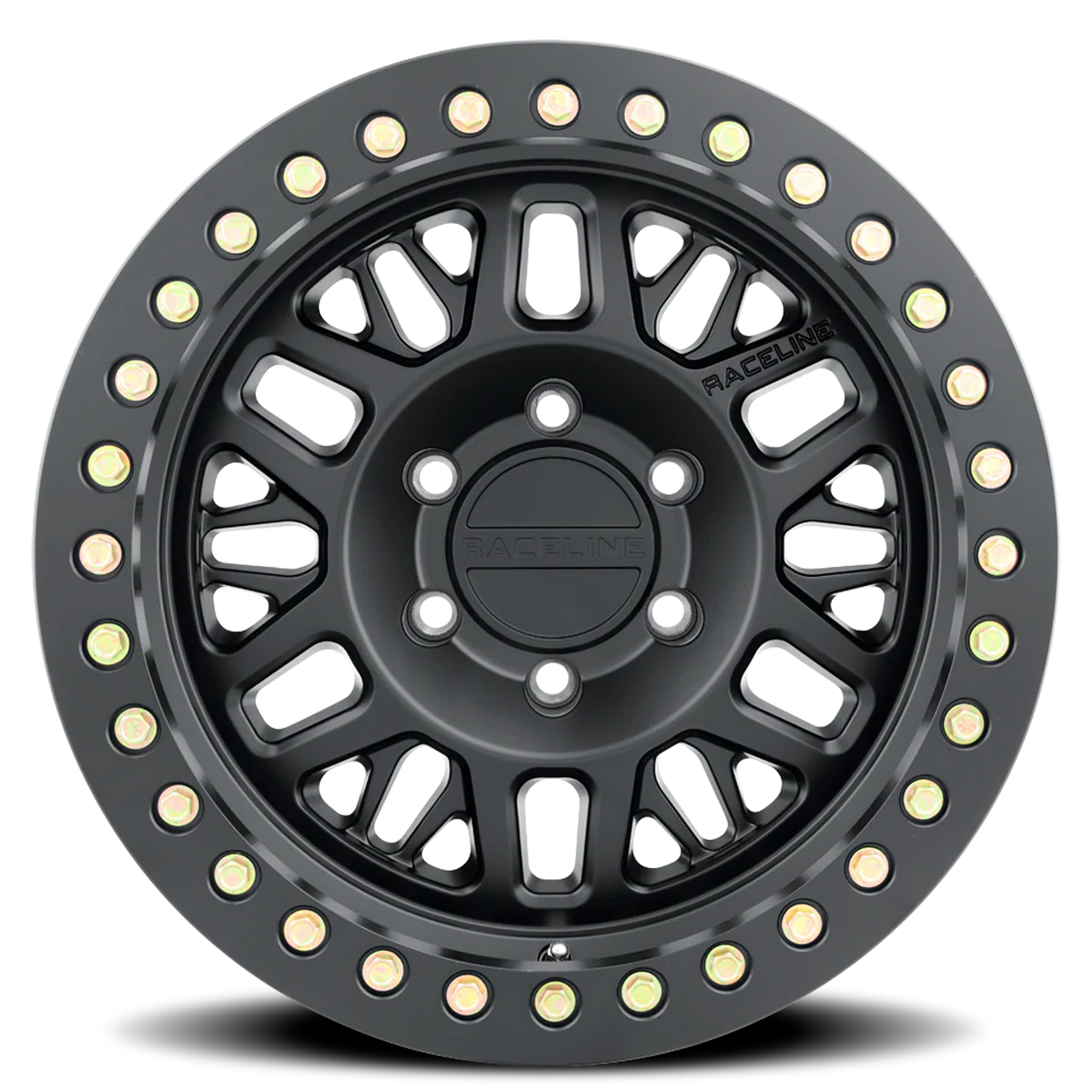 Aluminum Wheels 17x9 Ryno Cast Beadlock RT951B Satin Black Black Beadlock Ring Raceline Wheels